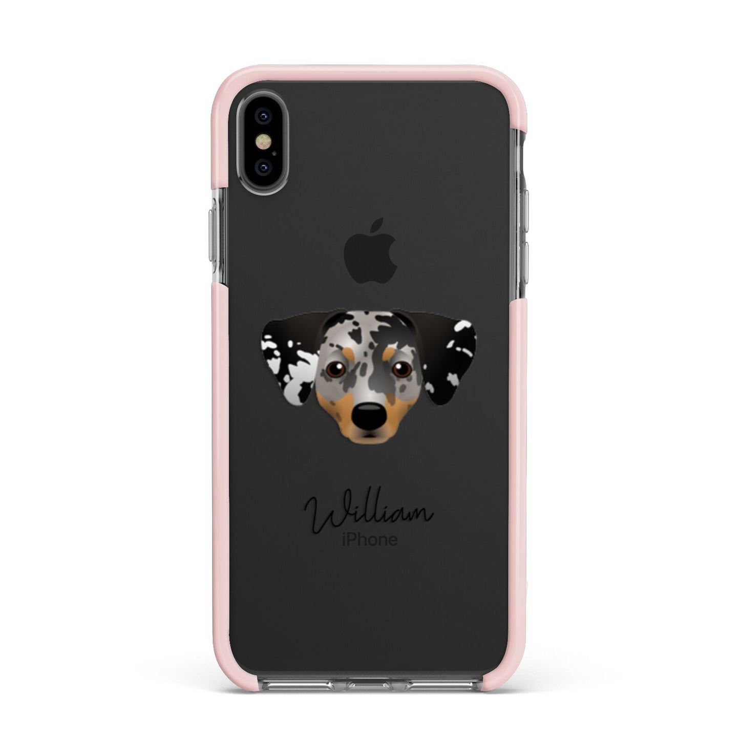 Chiweenie Personalised Apple iPhone Xs Max Impact Case Pink Edge on Black Phone