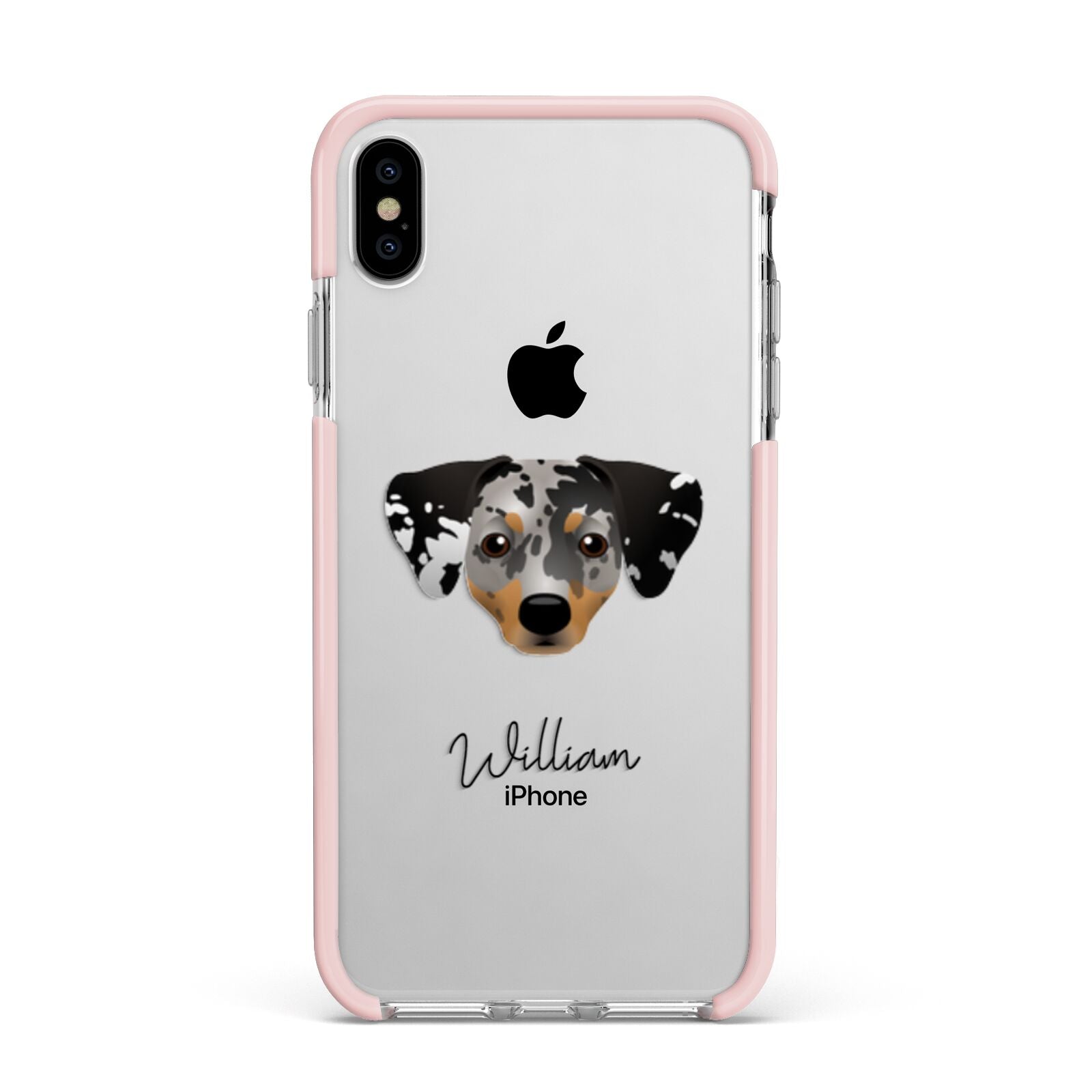 Chiweenie Personalised Apple iPhone Xs Max Impact Case Pink Edge on Silver Phone