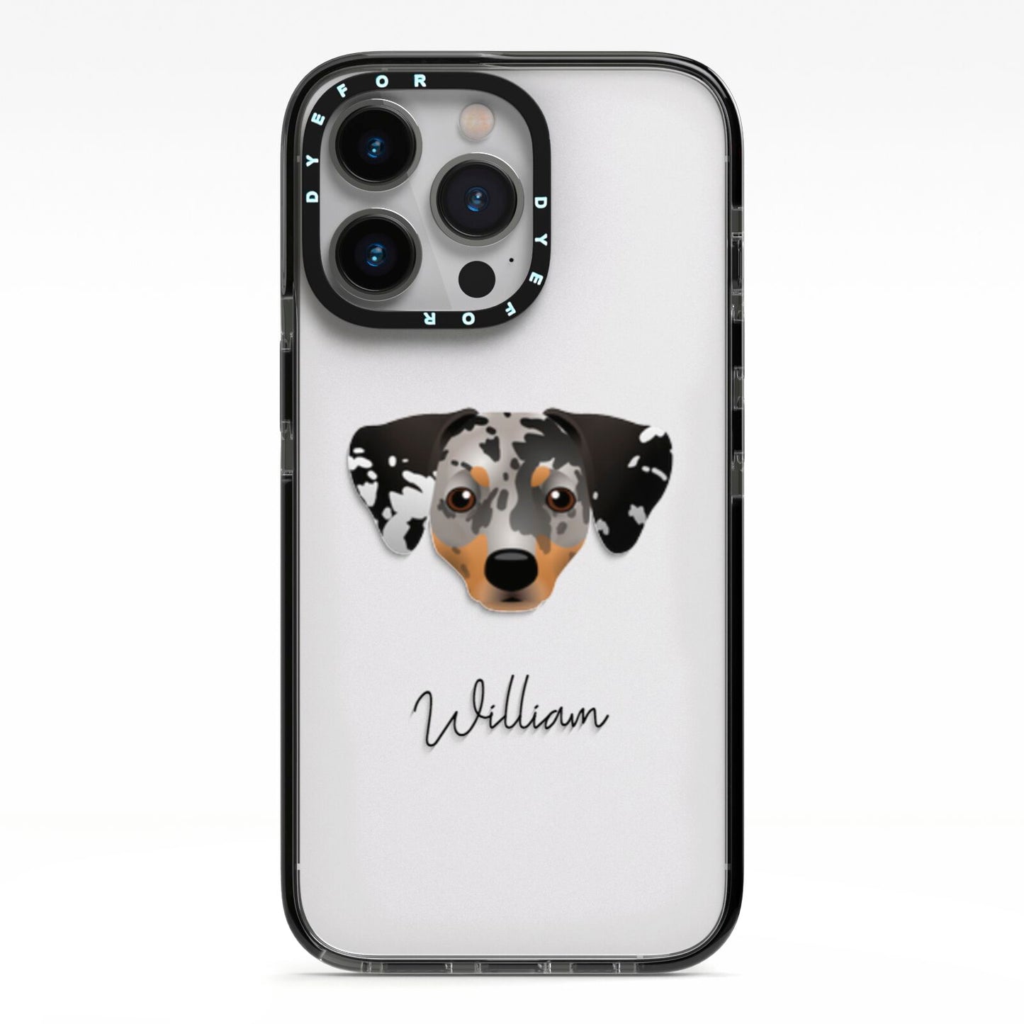 Chiweenie Personalised iPhone 13 Pro Black Impact Case on Silver phone