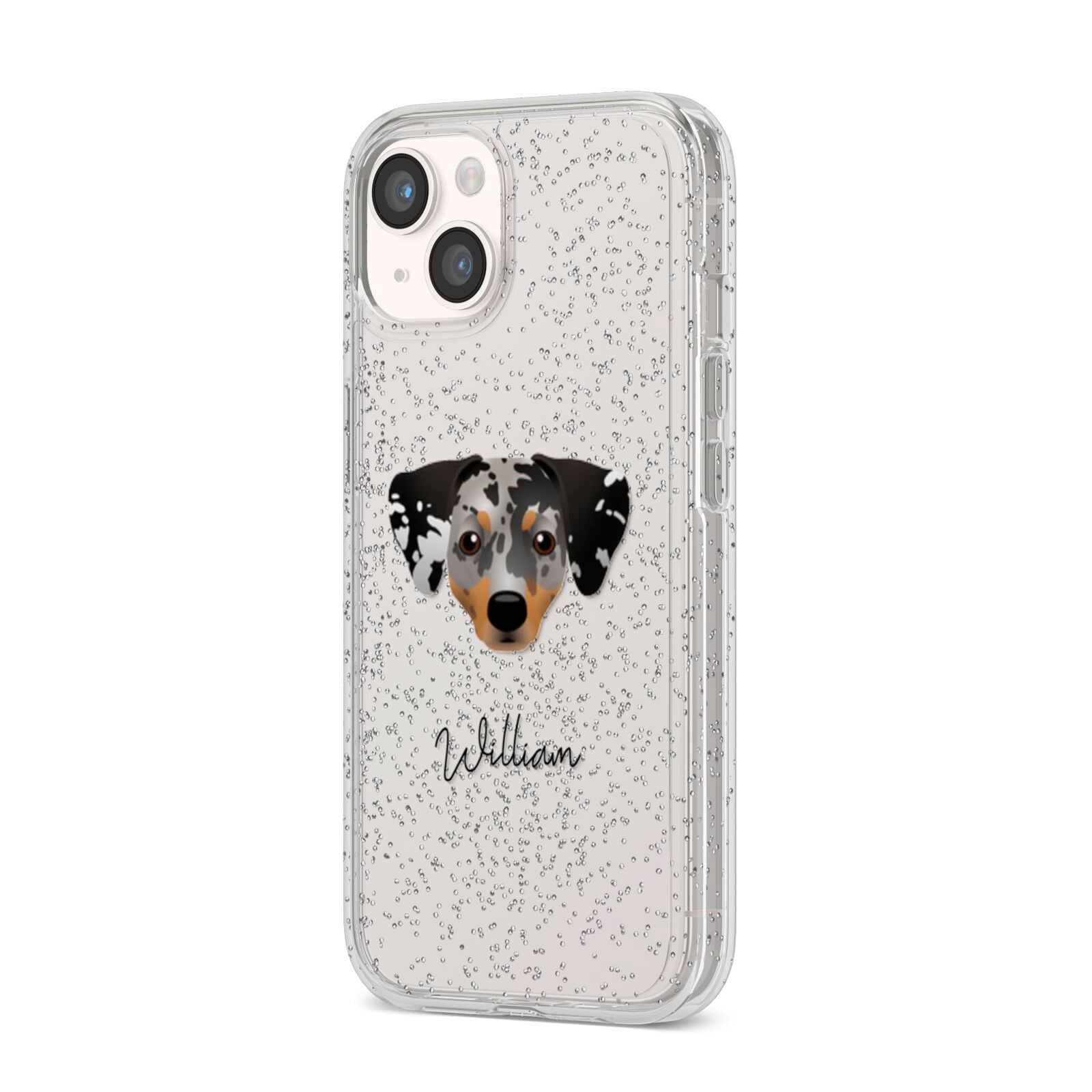 Chiweenie Personalised iPhone 14 Glitter Tough Case Starlight Angled Image