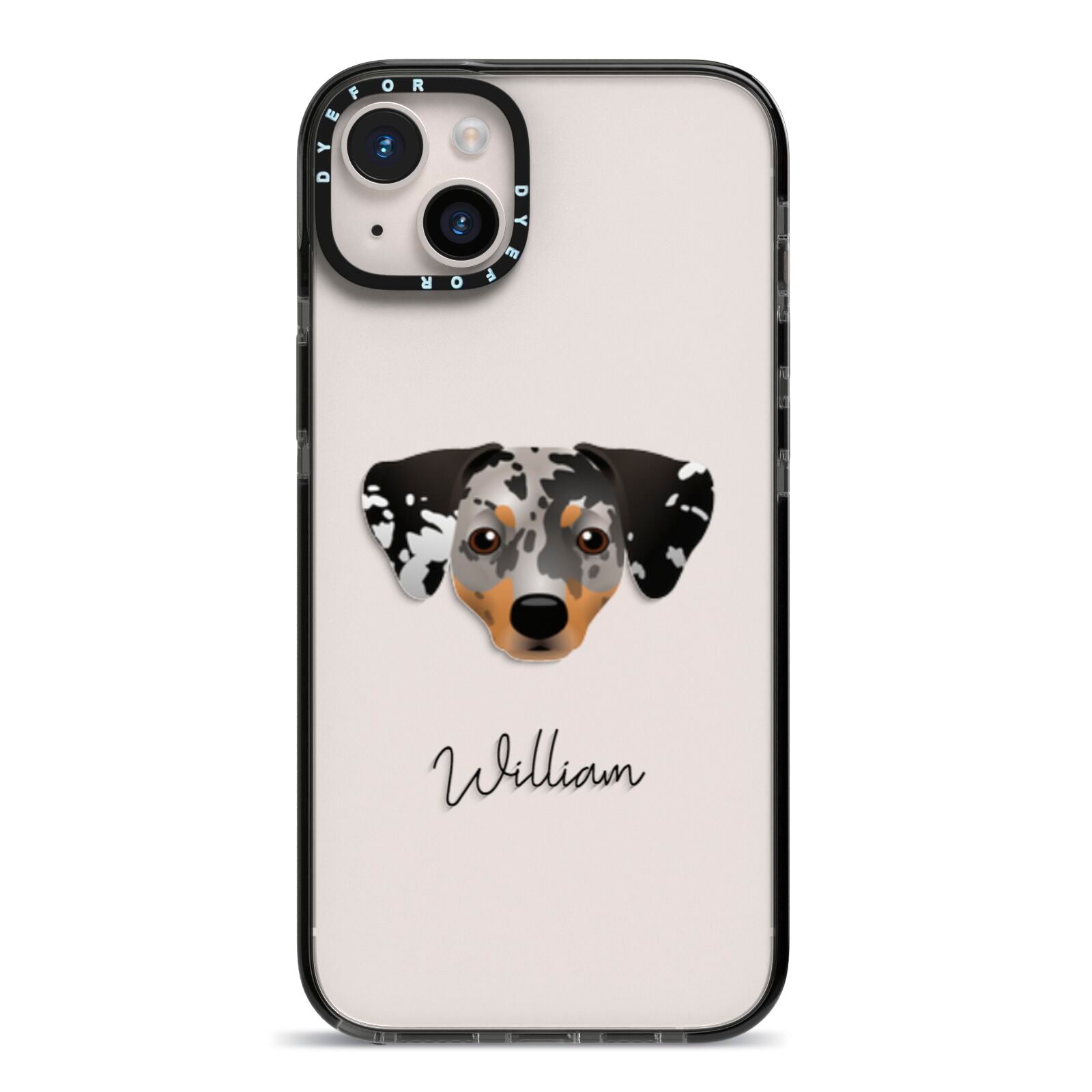 Chiweenie Personalised iPhone 14 Plus Black Impact Case on Silver phone