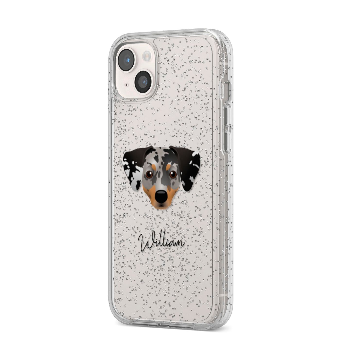 Chiweenie Personalised iPhone 14 Plus Glitter Tough Case Starlight Angled Image