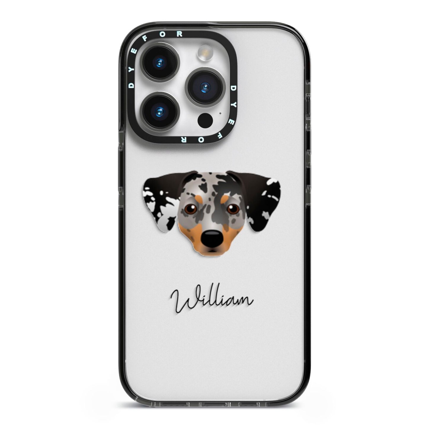 Chiweenie Personalised iPhone 14 Pro Black Impact Case on Silver phone