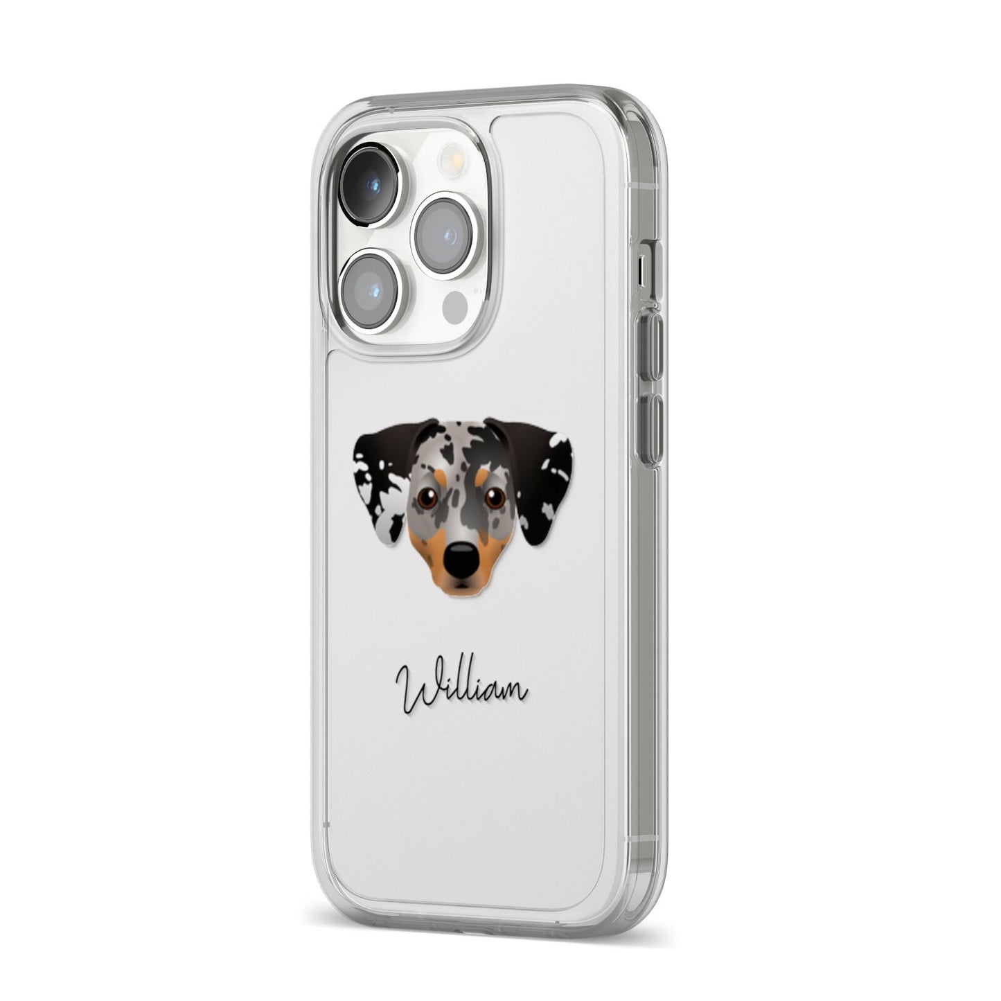 Chiweenie Personalised iPhone 14 Pro Clear Tough Case Silver Angled Image