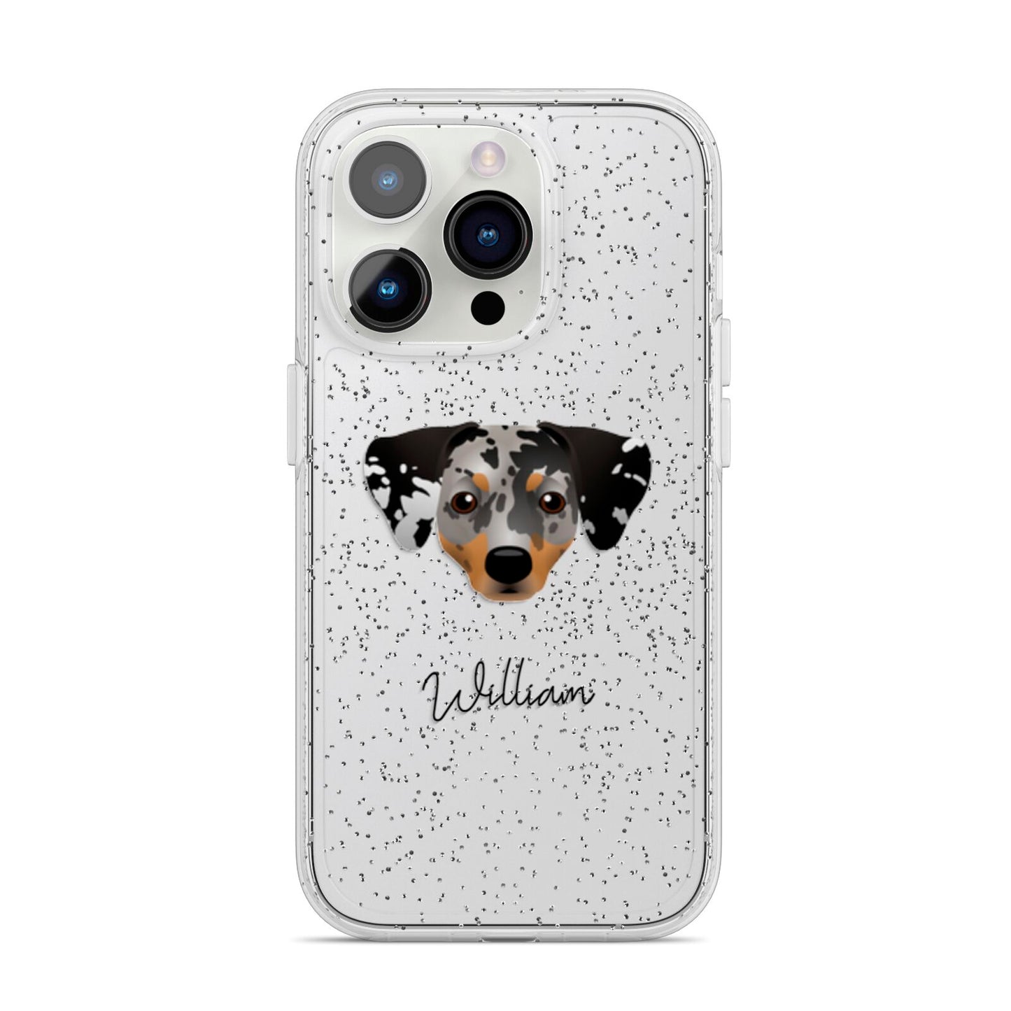 Chiweenie Personalised iPhone 14 Pro Glitter Tough Case Silver