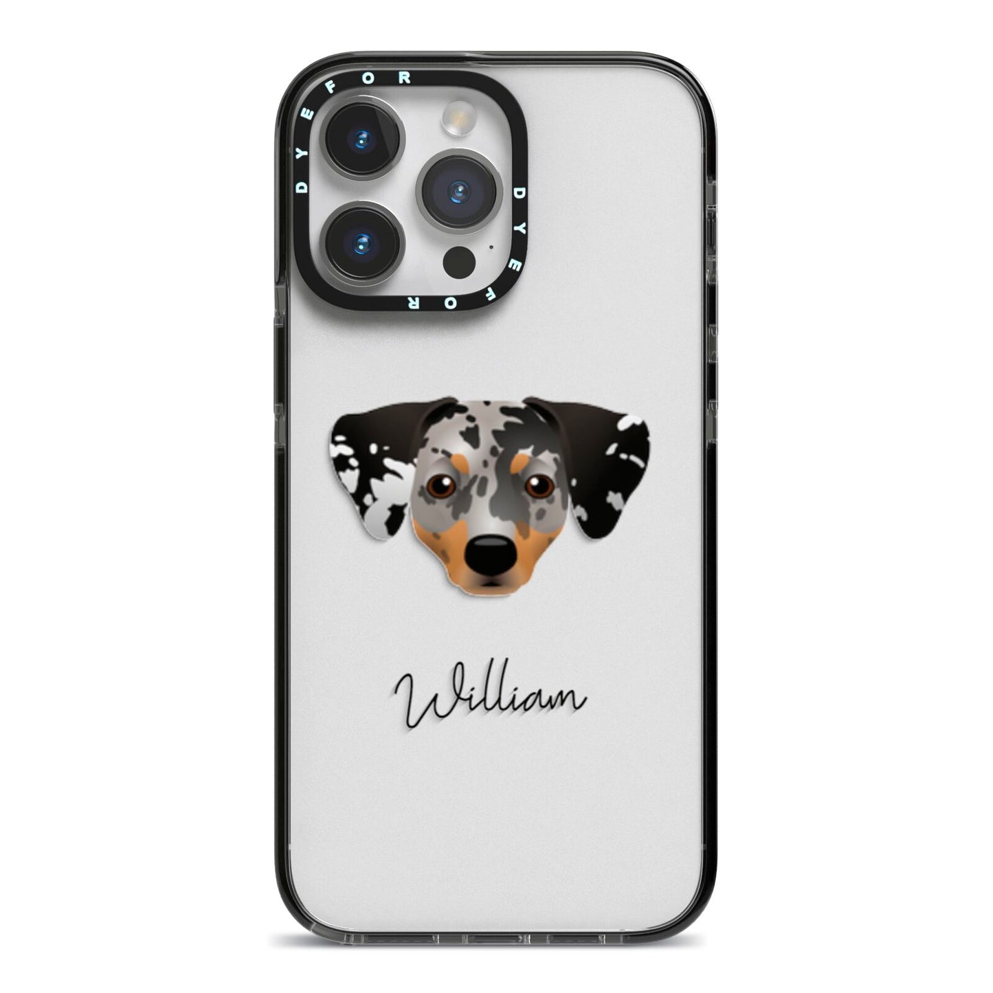 Chiweenie Personalised iPhone 14 Pro Max Black Impact Case on Silver phone