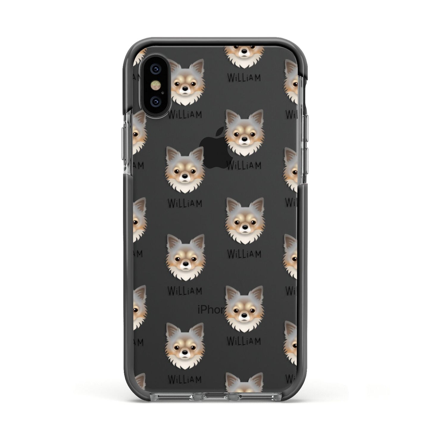 Chorkie Icon with Name Apple iPhone Xs Impact Case Black Edge on Black Phone