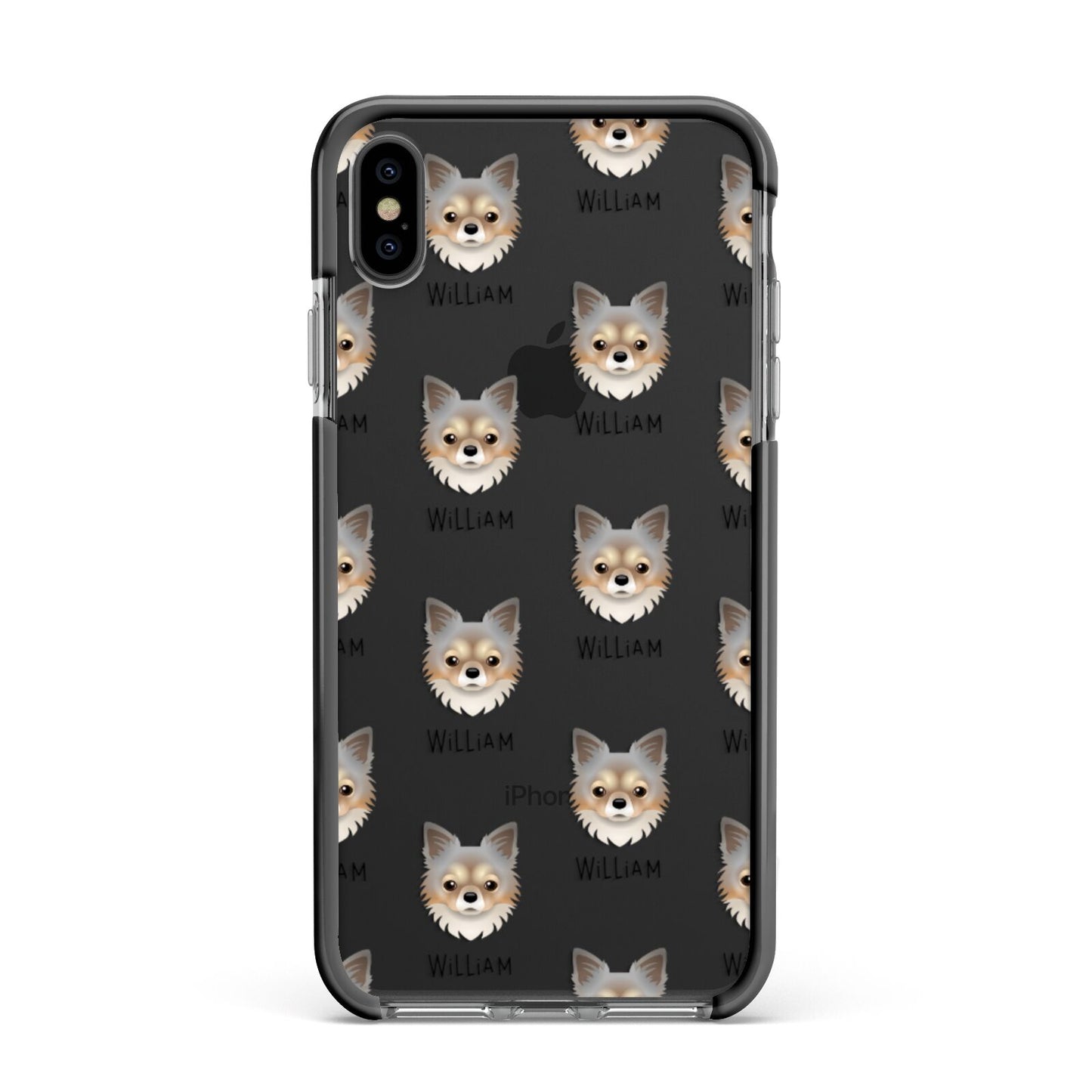 Chorkie Icon with Name Apple iPhone Xs Max Impact Case Black Edge on Black Phone