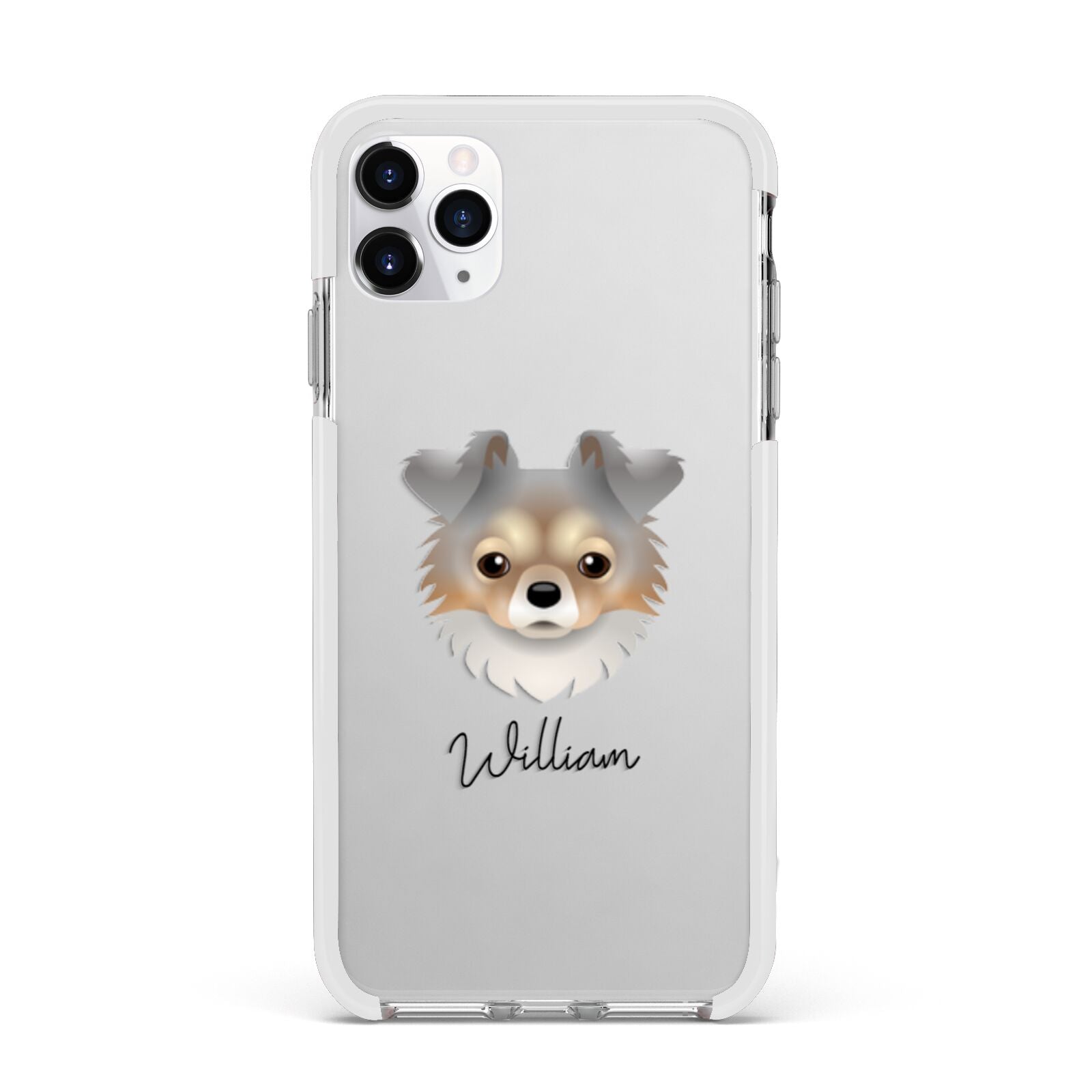 Chorkie Personalised Apple iPhone 11 Pro Max in Silver with White Impact Case