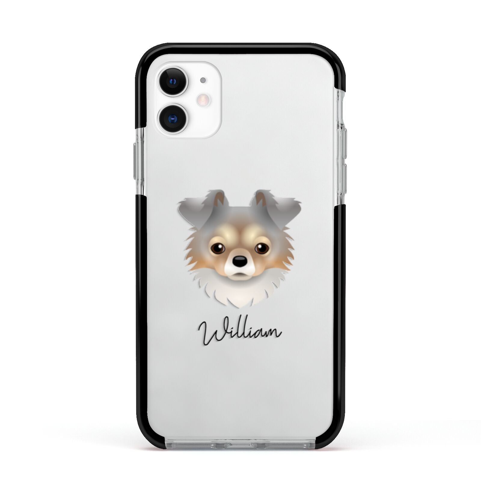 Chorkie Personalised Apple iPhone 11 in White with Black Impact Case