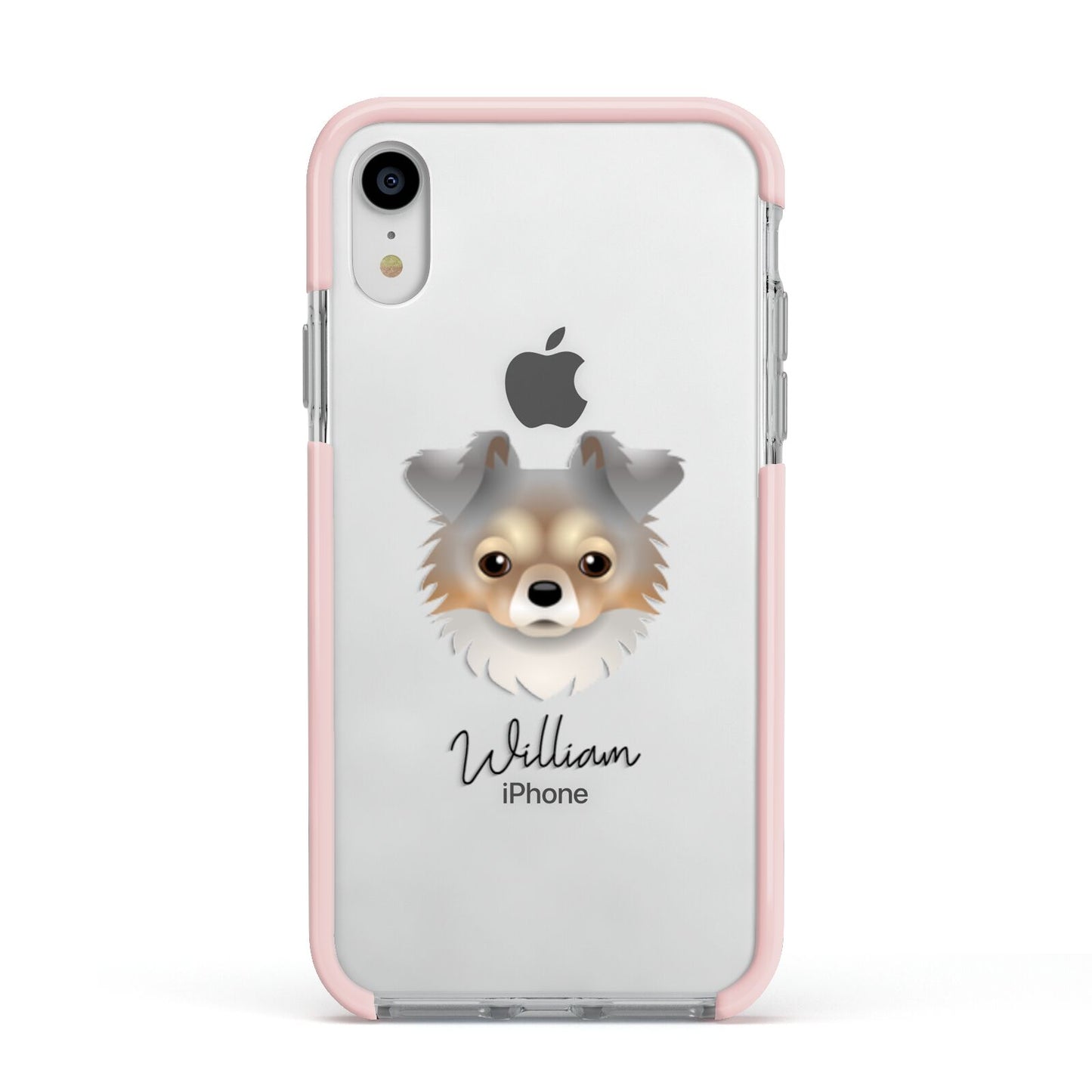 Chorkie Personalised Apple iPhone XR Impact Case Pink Edge on Silver Phone