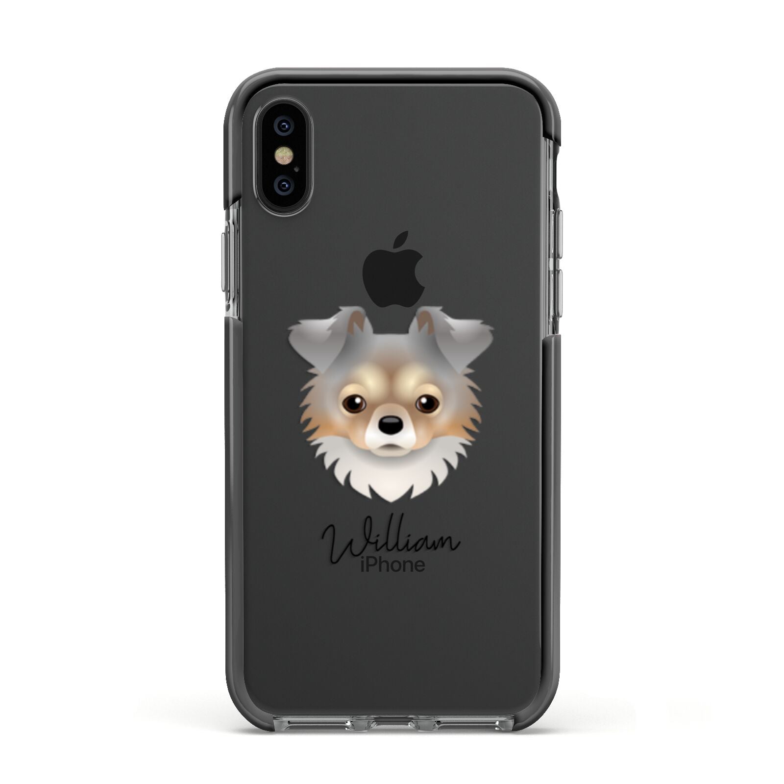 Chorkie Personalised Apple iPhone Xs Impact Case Black Edge on Black Phone