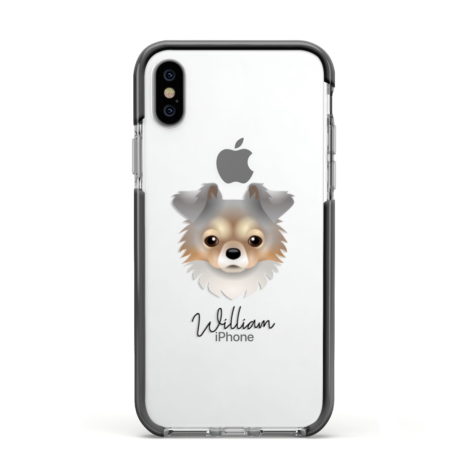 Chorkie Personalised Apple iPhone Xs Impact Case Black Edge on Silver Phone