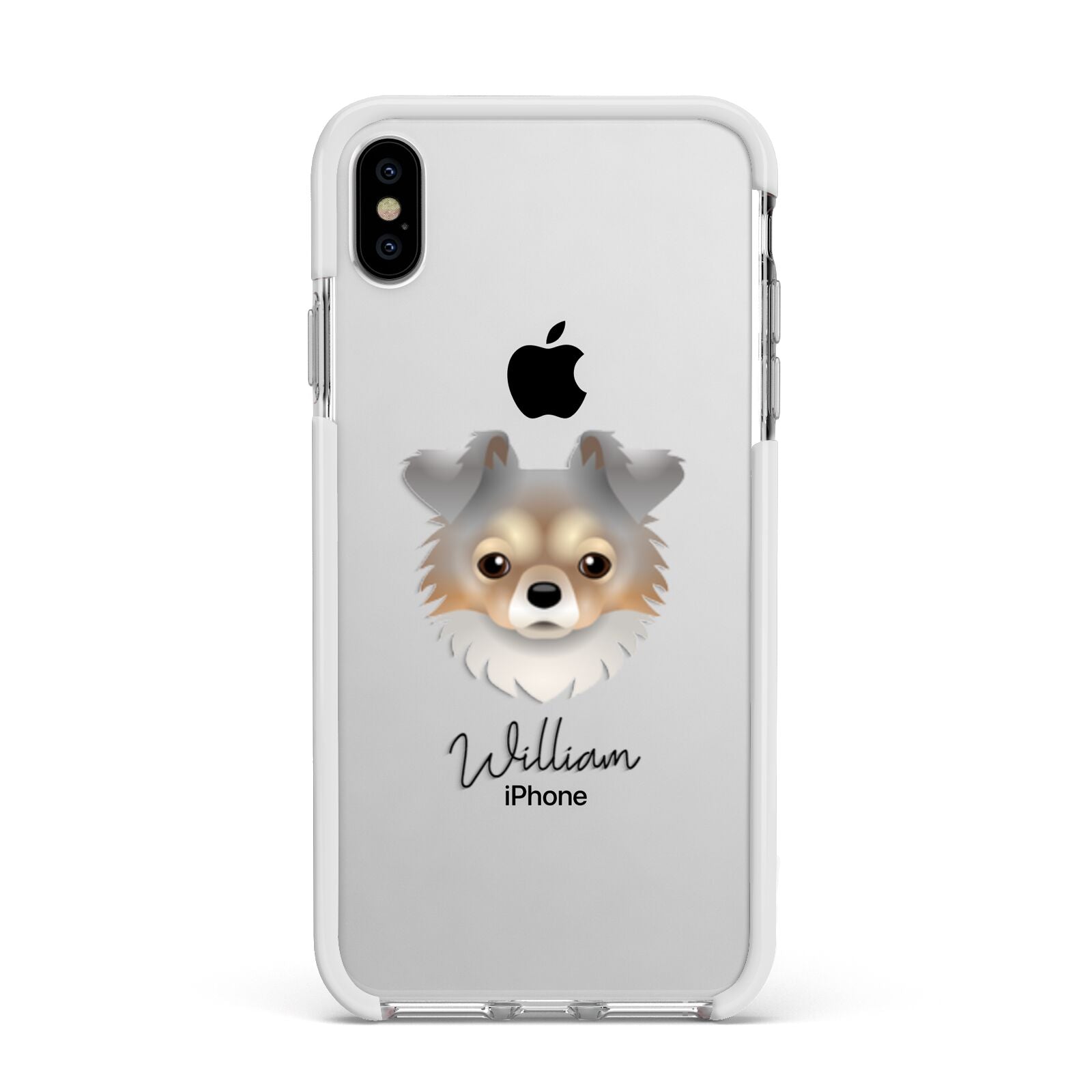Chorkie Personalised Apple iPhone Xs Max Impact Case White Edge on Silver Phone