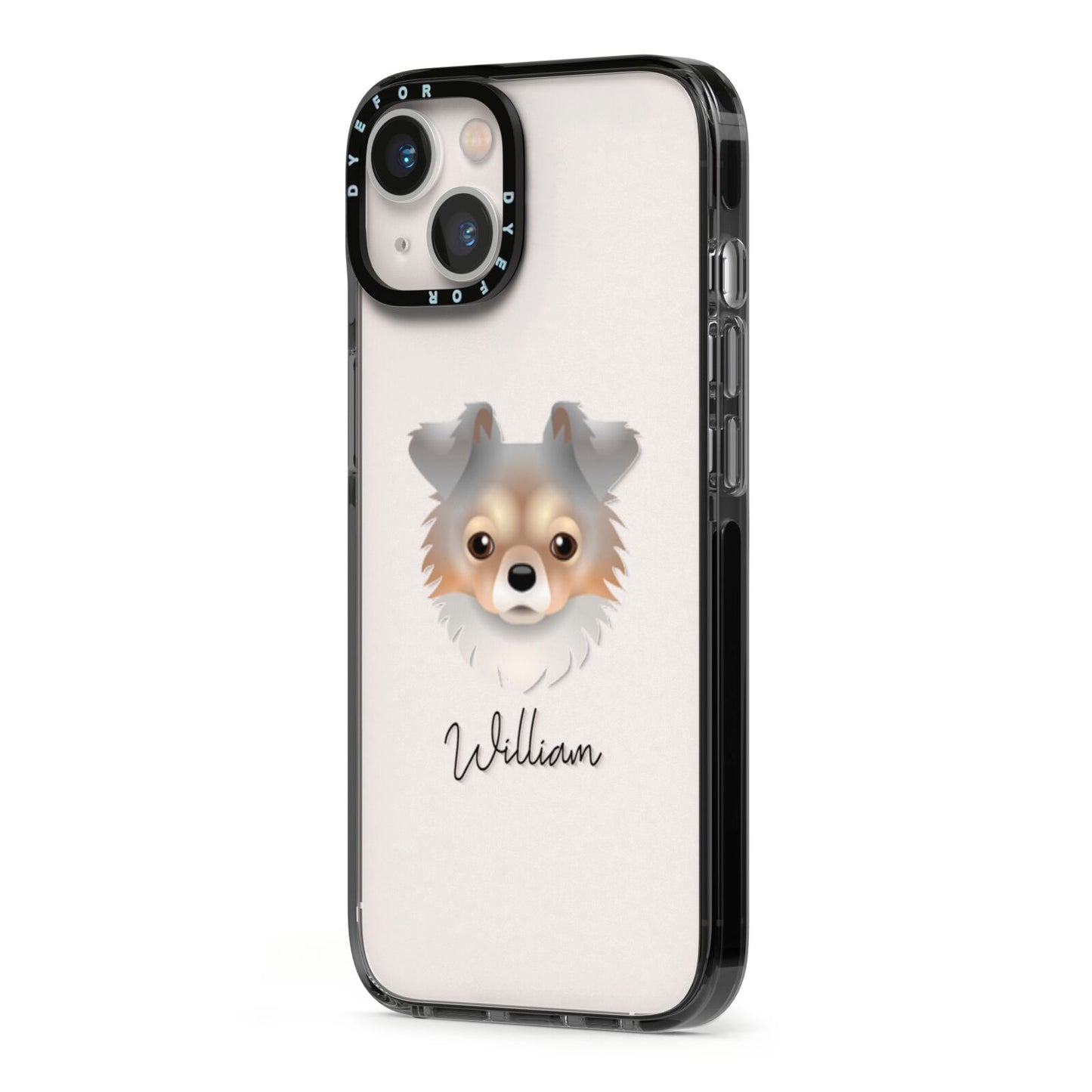 Chorkie Personalised iPhone 13 Black Impact Case Side Angle on Silver phone