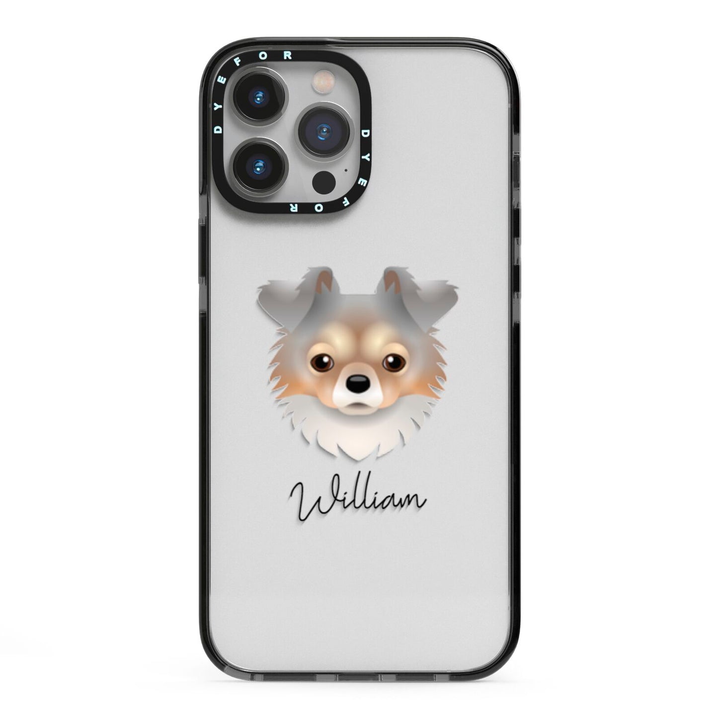 Chorkie Personalised iPhone 13 Pro Max Black Impact Case on Silver phone