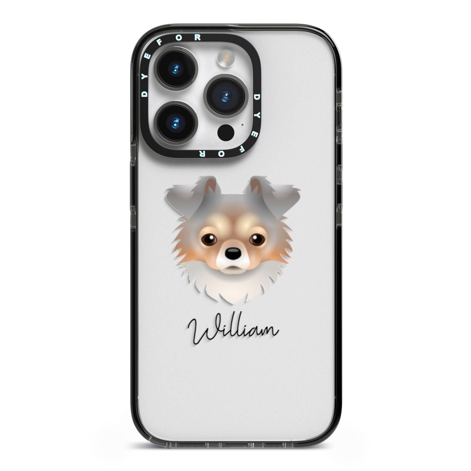 Chorkie Personalised iPhone 14 Pro Black Impact Case on Silver phone