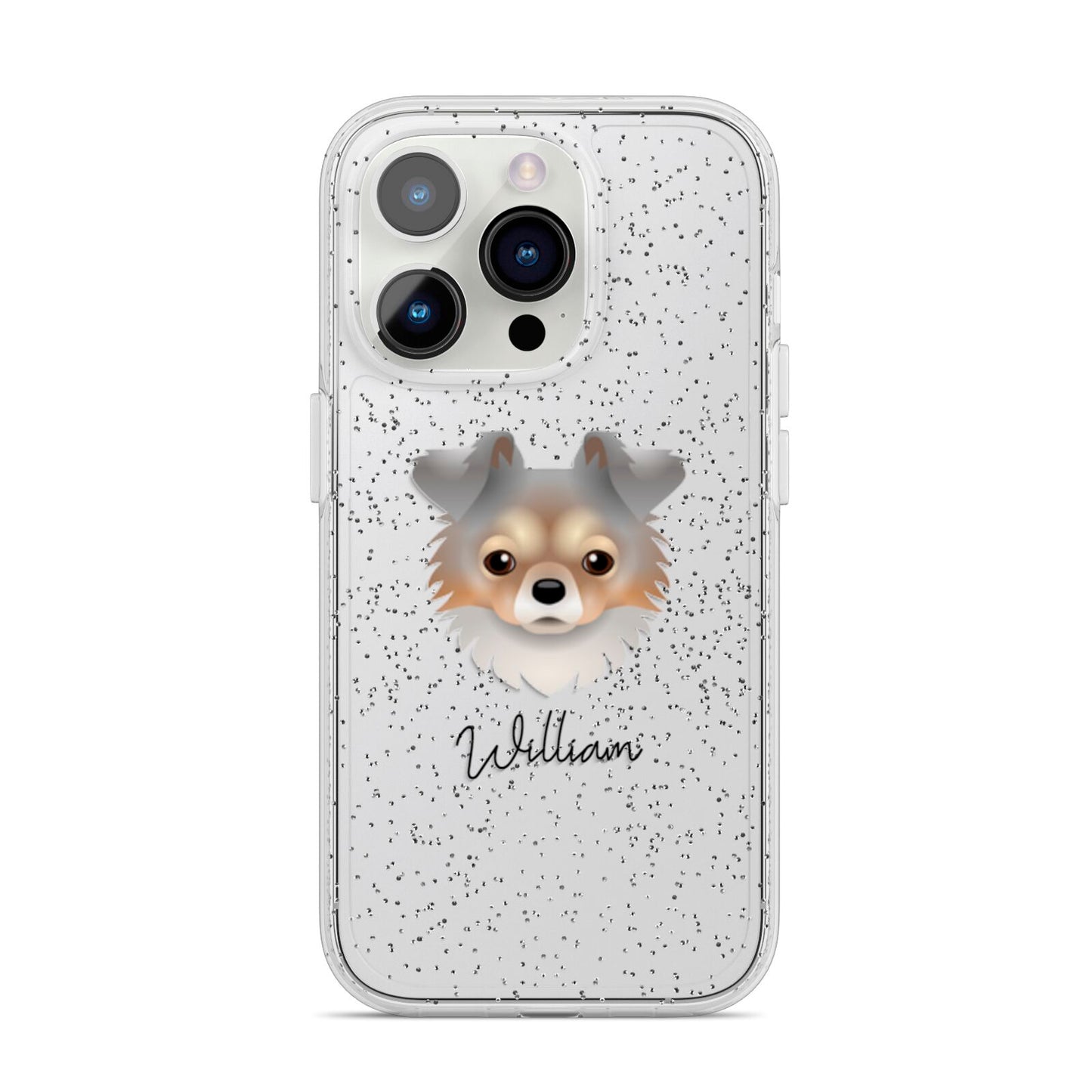 Chorkie Personalised iPhone 14 Pro Glitter Tough Case Silver