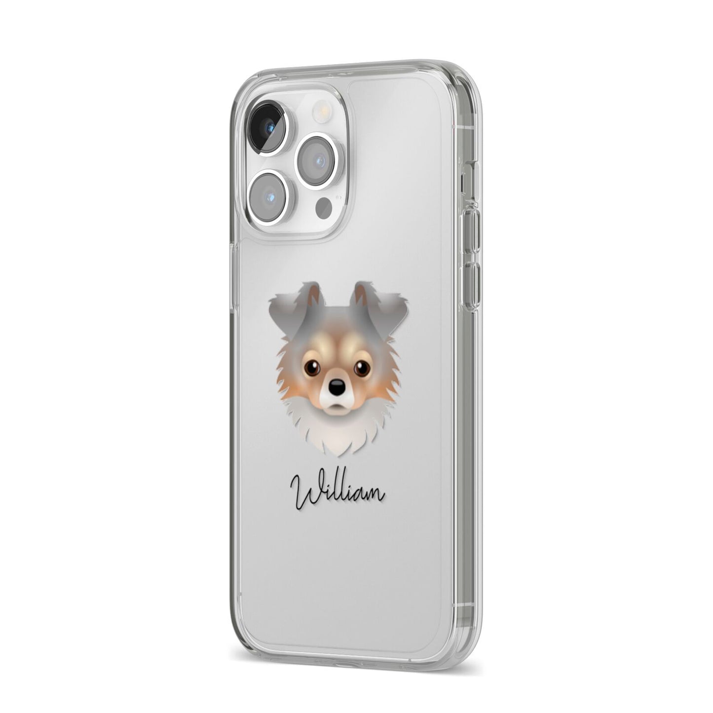 Chorkie Personalised iPhone 14 Pro Max Clear Tough Case Silver Angled Image
