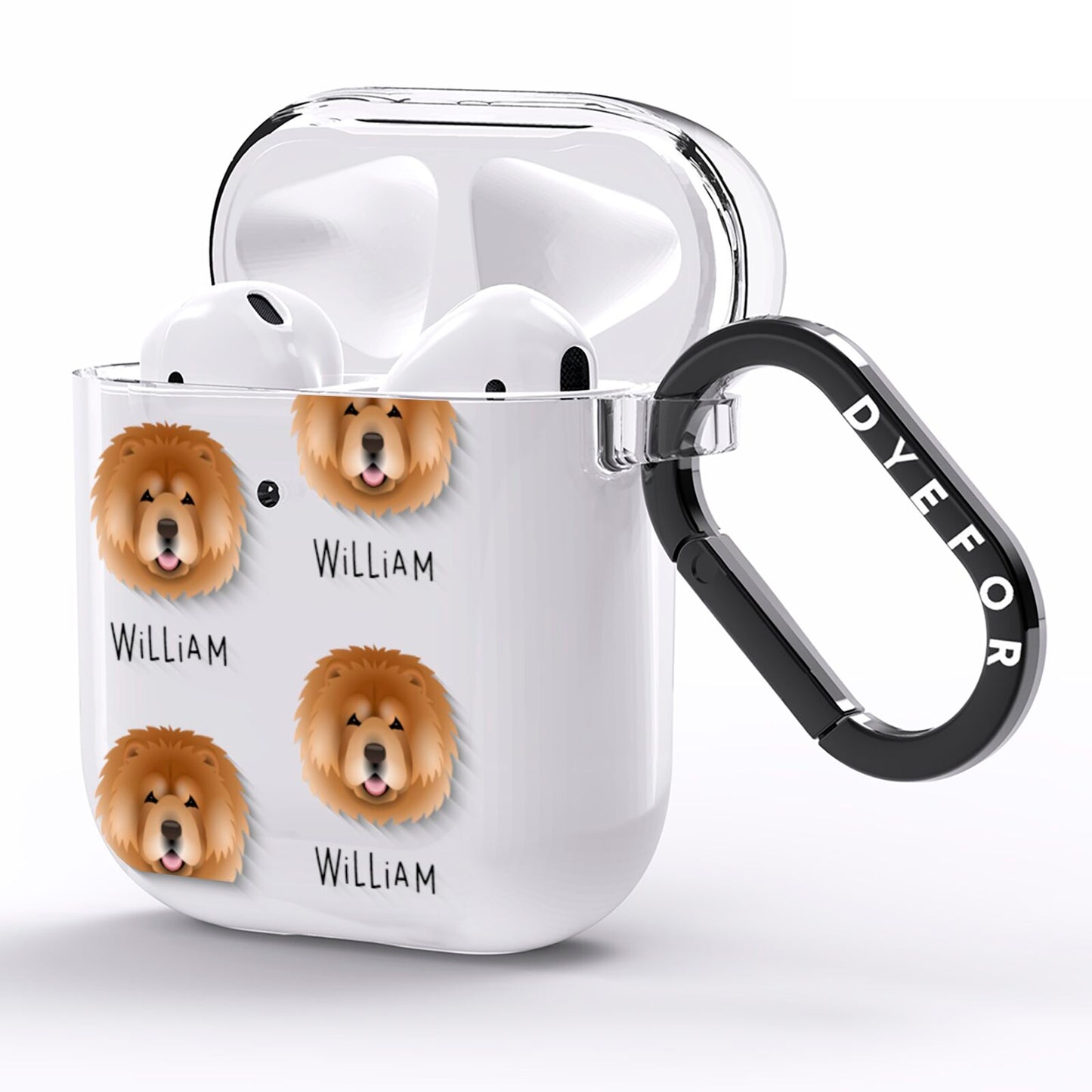 Chow Chow Icon with Name AirPods Clear Case Side Image