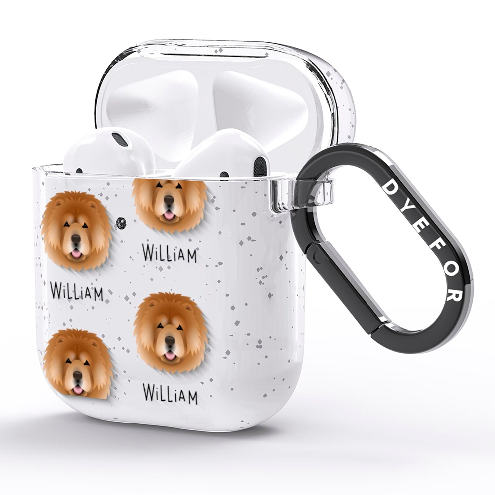 Chow Chow Icon with Name AirPods Glitter Case Side Image