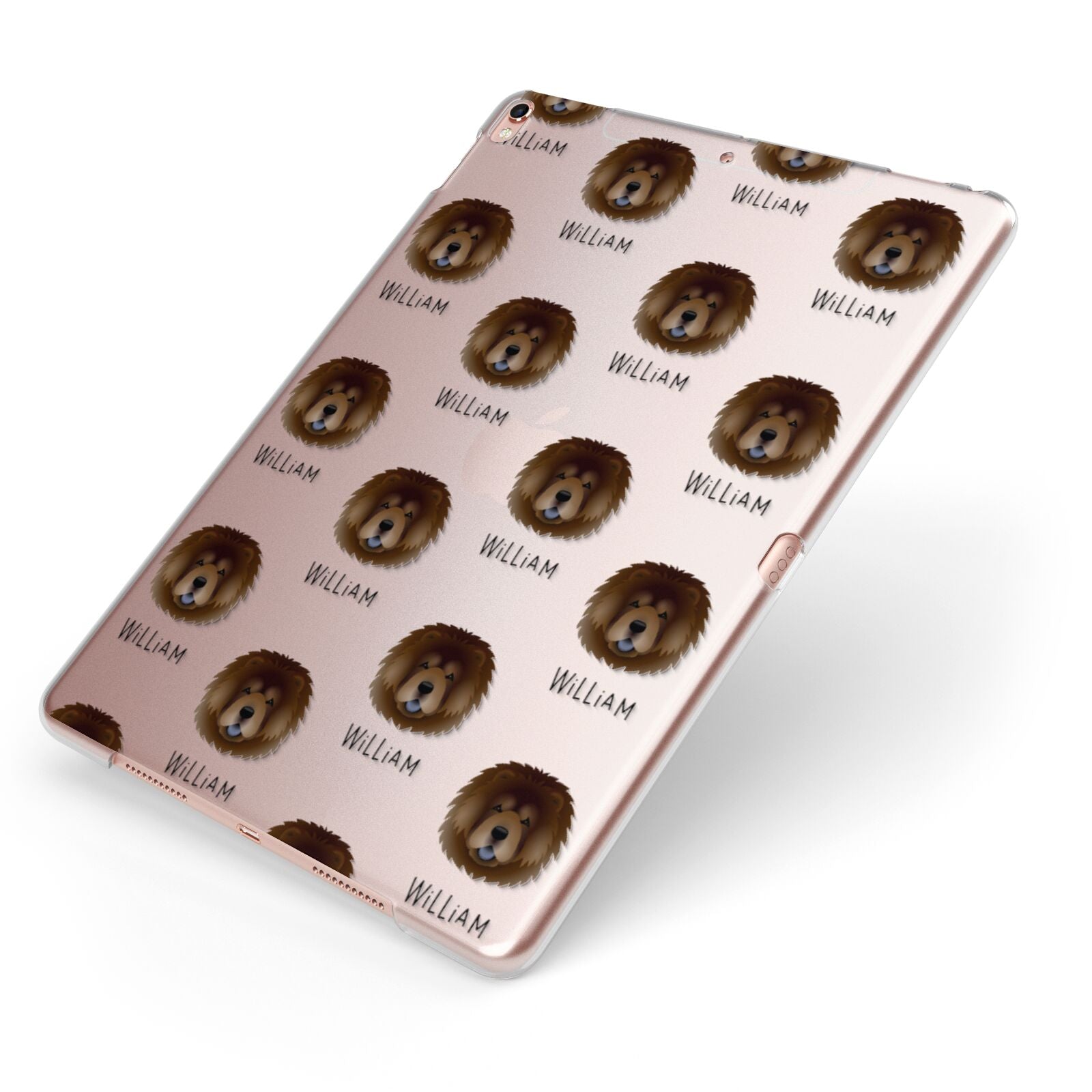 Chow Chow Icon with Name Apple iPad Case on Rose Gold iPad Side View