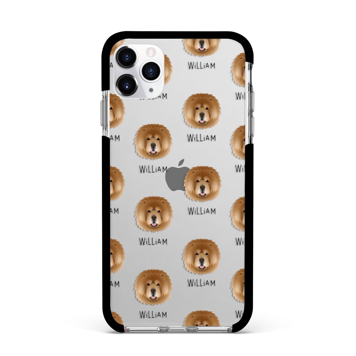 Chow Chow Icon with Name Apple iPhone 11 Pro Max in Silver with Black Impact Case