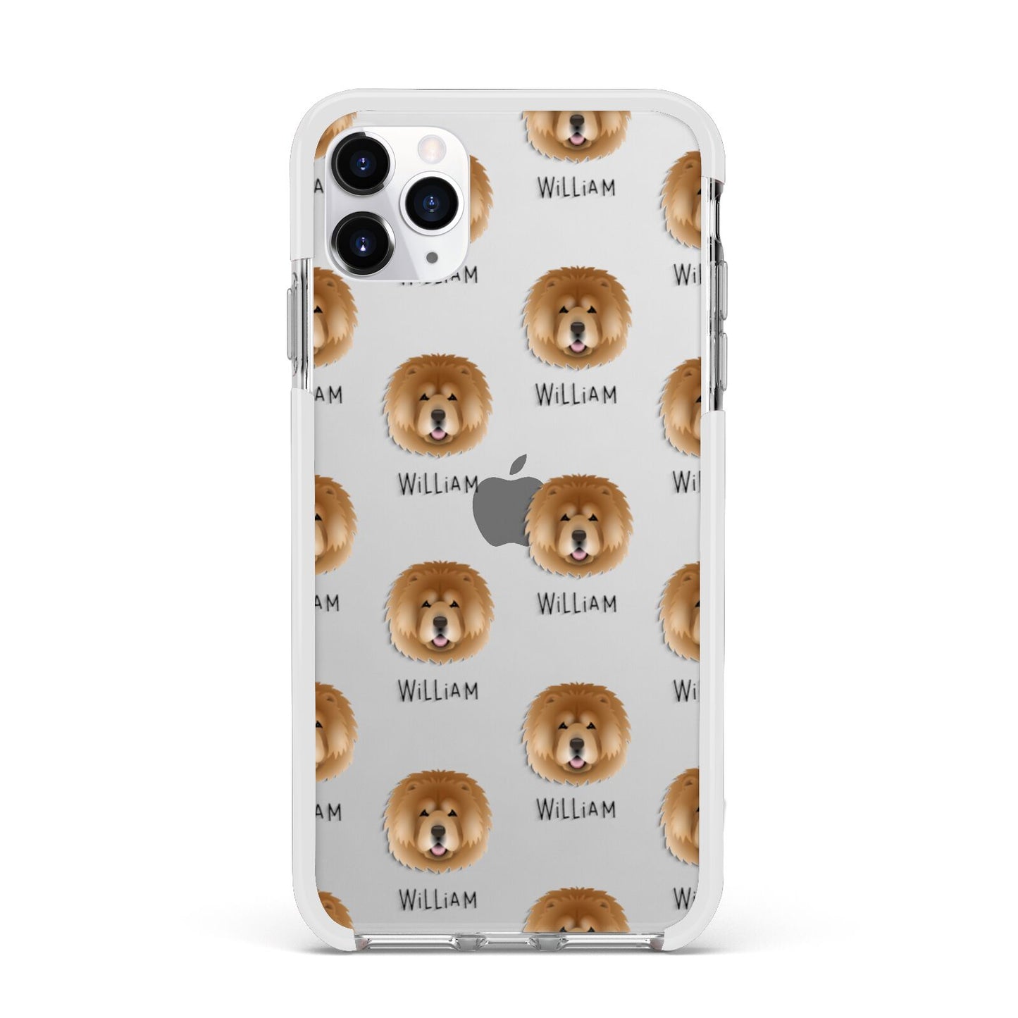 Chow Chow Icon with Name Apple iPhone 11 Pro Max in Silver with White Impact Case