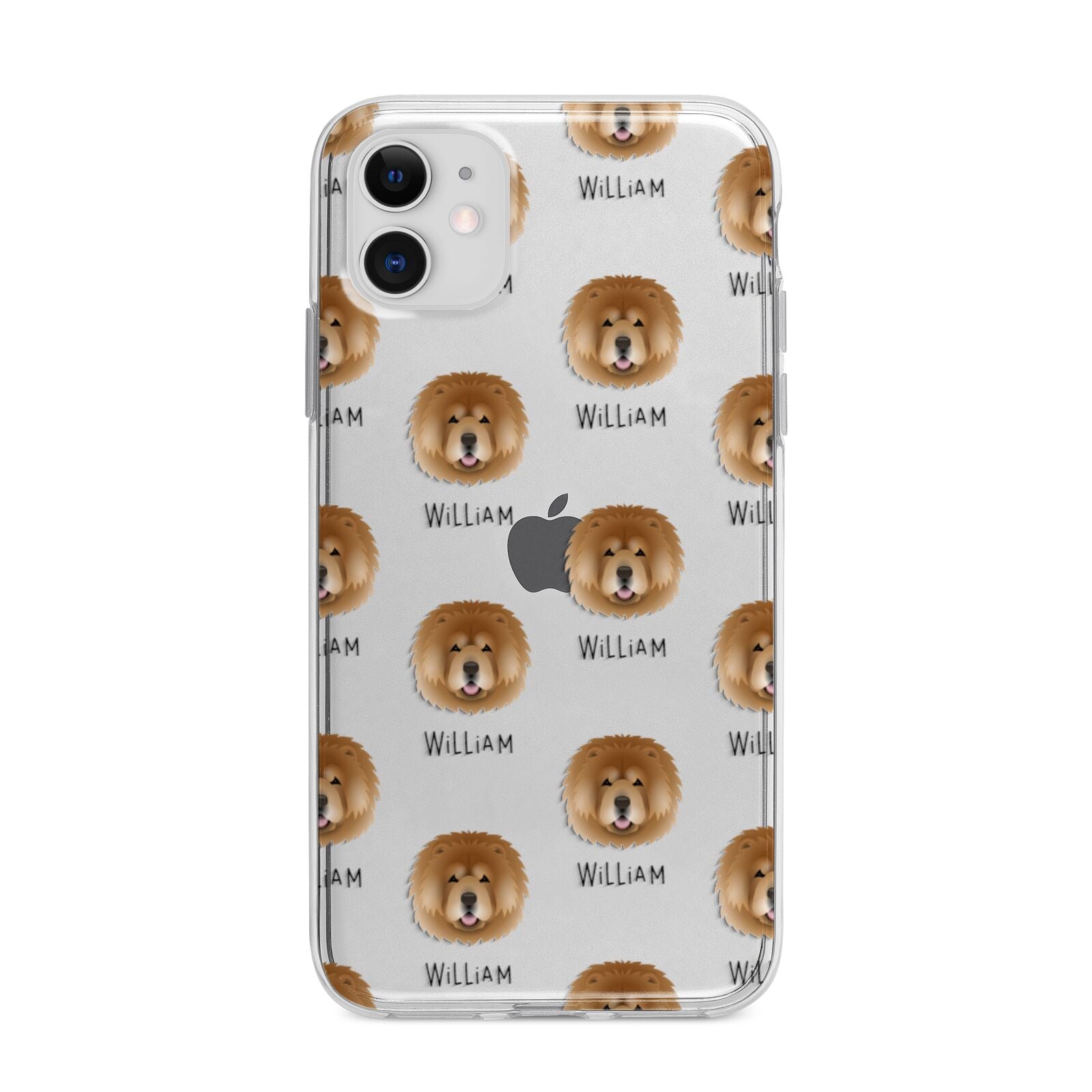 Chow Chow Icon with Name Apple iPhone 11 in White with Bumper Case