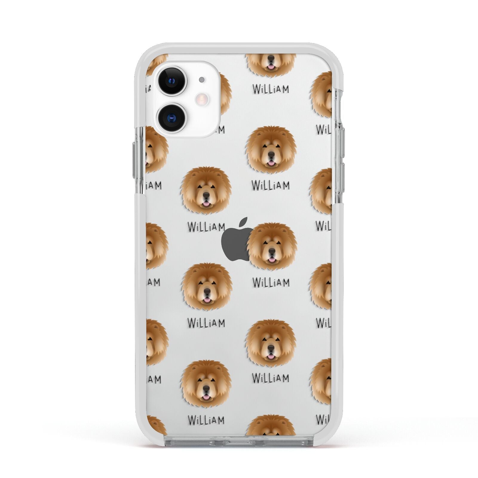 Chow Chow Icon with Name Apple iPhone 11 in White with White Impact Case