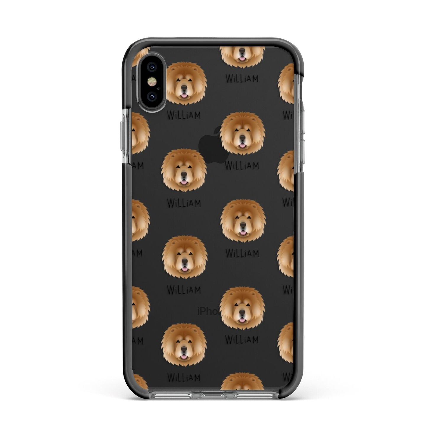 Chow Chow Icon with Name Apple iPhone Xs Max Impact Case Black Edge on Black Phone