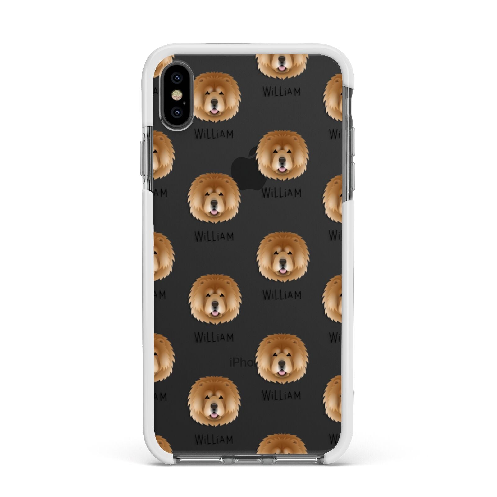 Chow Chow Icon with Name Apple iPhone Xs Max Impact Case White Edge on Black Phone