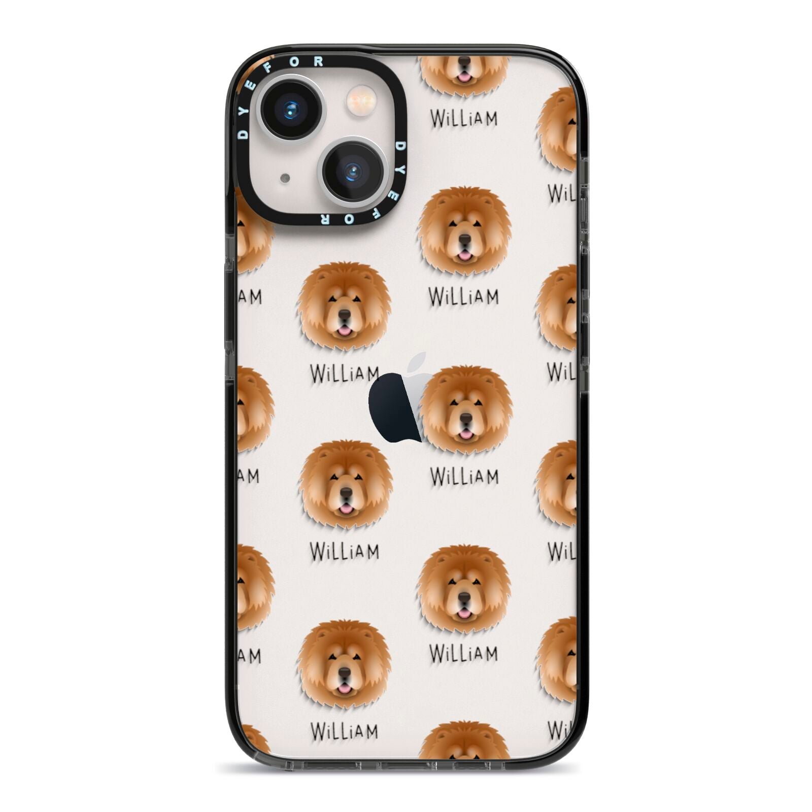 Chow Chow Icon with Name iPhone 13 Black Impact Case on Silver phone