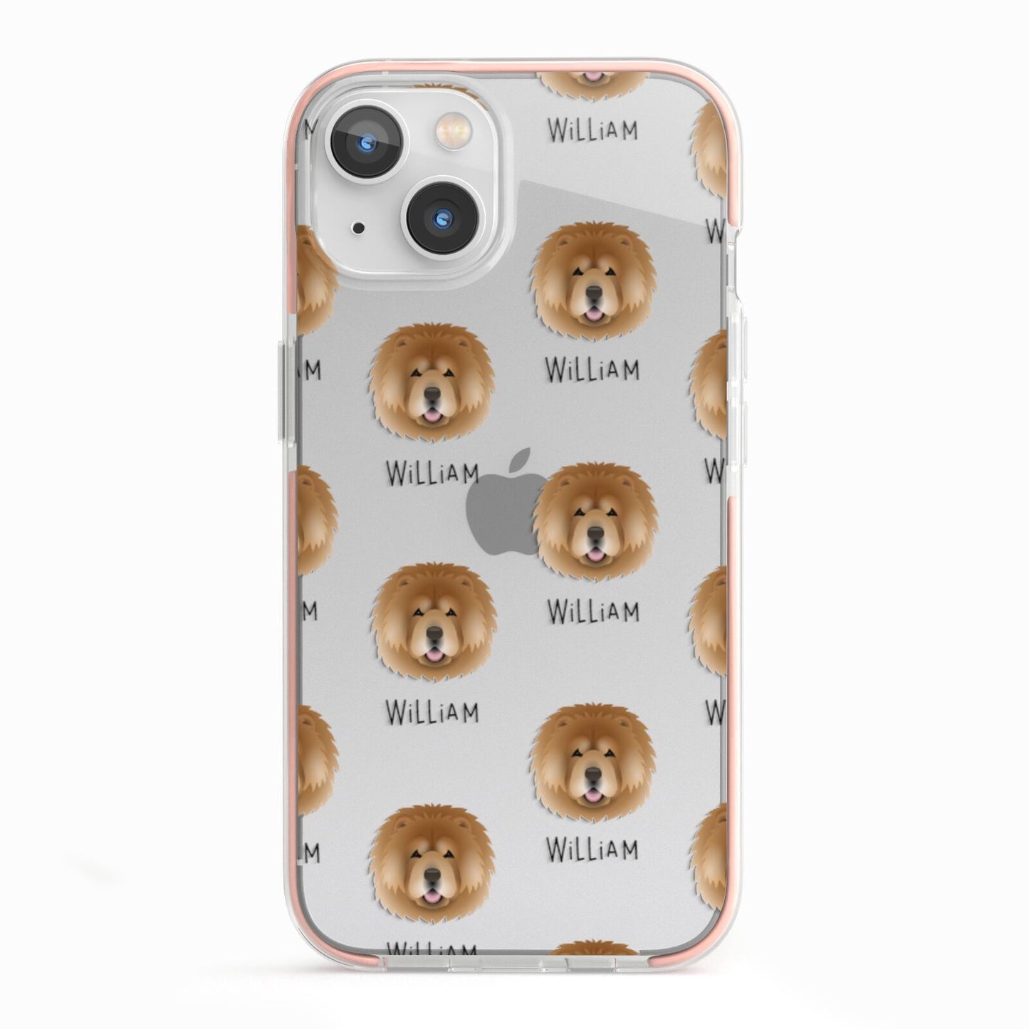 Chow Chow Icon with Name iPhone 13 TPU Impact Case with Pink Edges