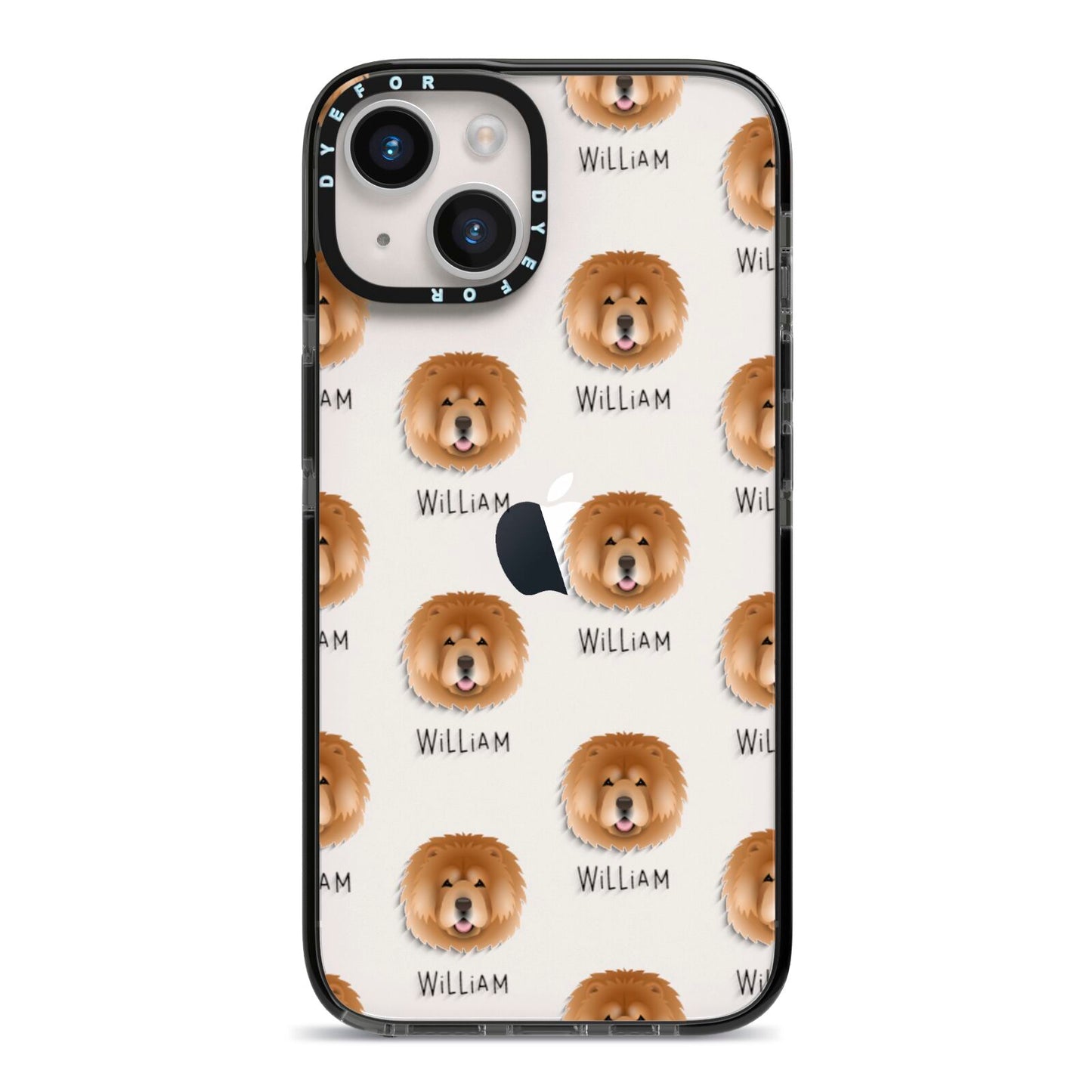 Chow Chow Icon with Name iPhone 14 Black Impact Case on Silver phone