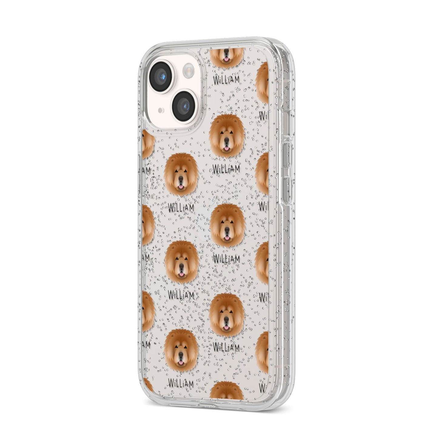 Chow Chow Icon with Name iPhone 14 Glitter Tough Case Starlight Angled Image