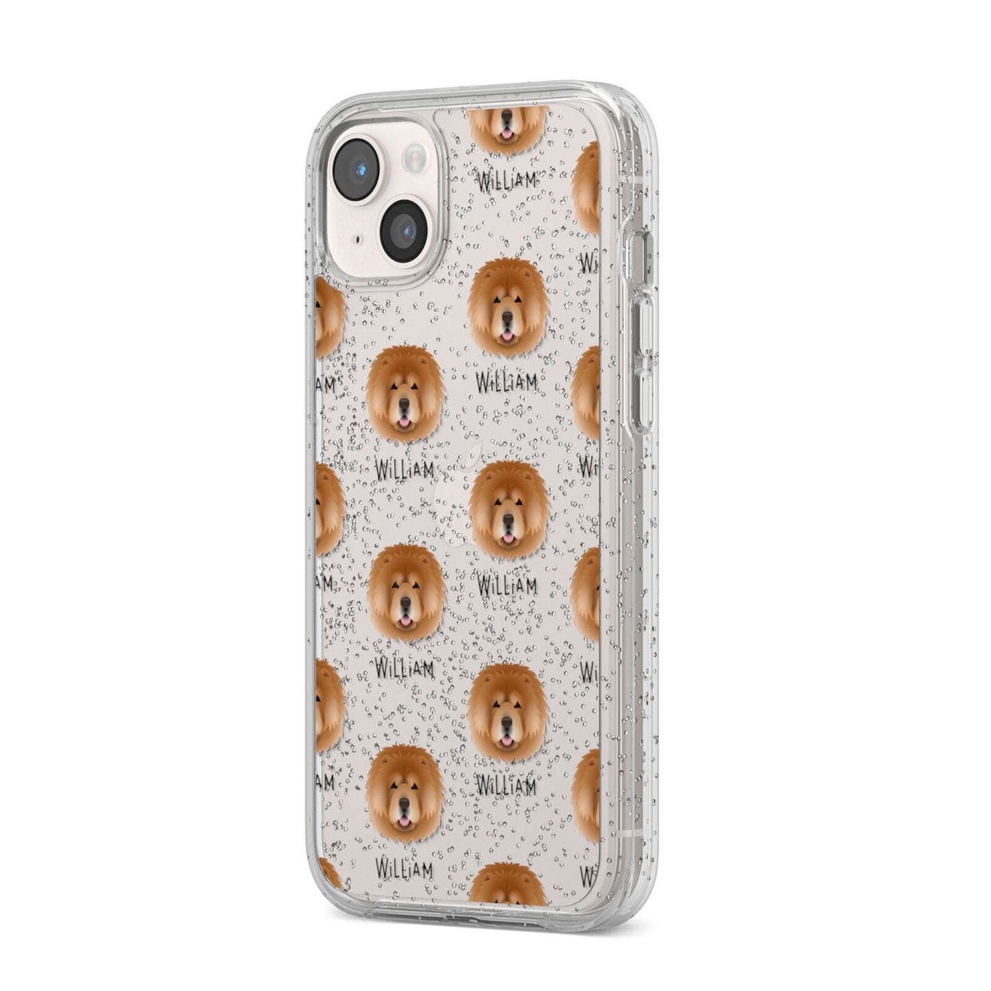 Chow Chow Icon with Name iPhone 14 Plus Glitter Tough Case Starlight Angled Image