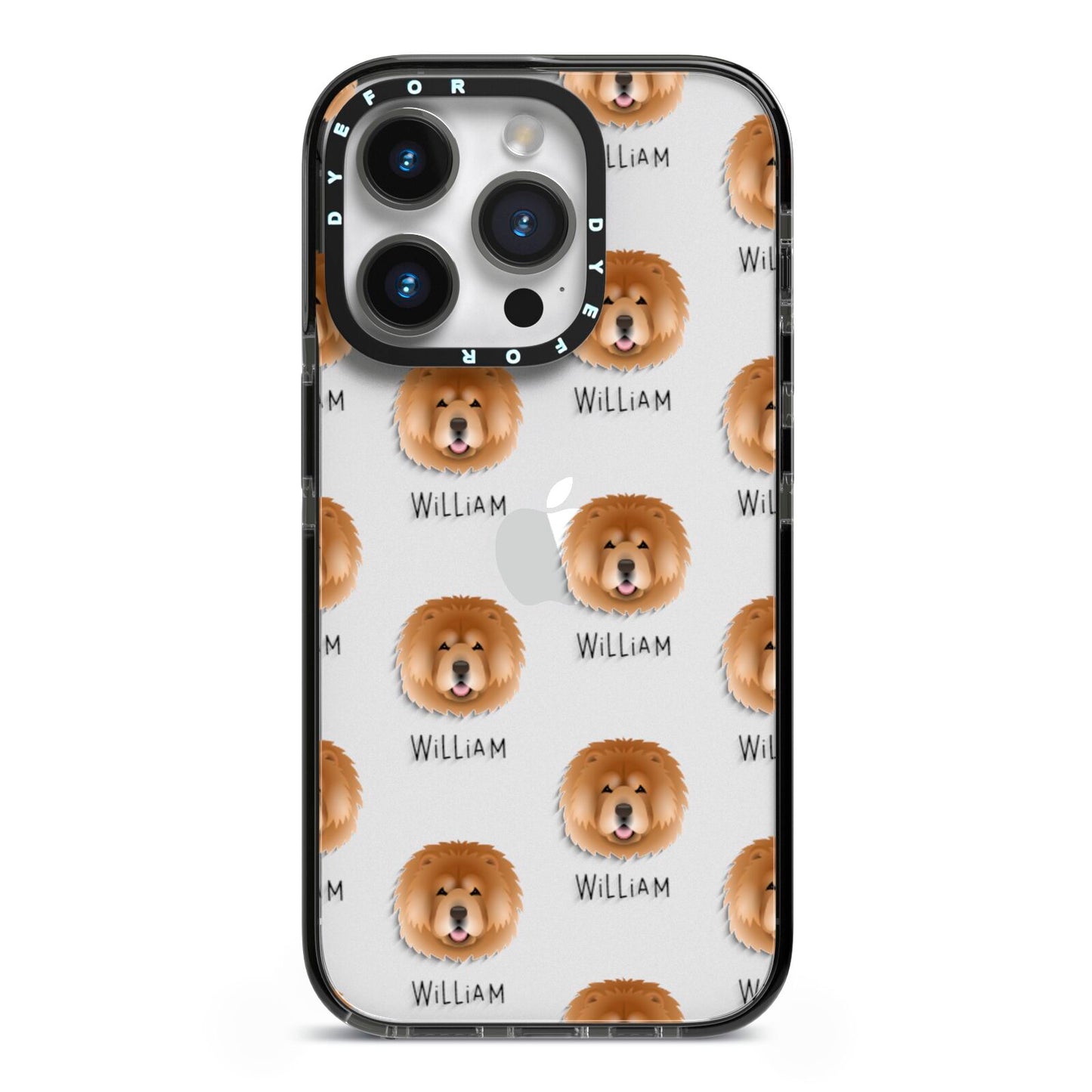 Chow Chow Icon with Name iPhone 14 Pro Black Impact Case on Silver phone