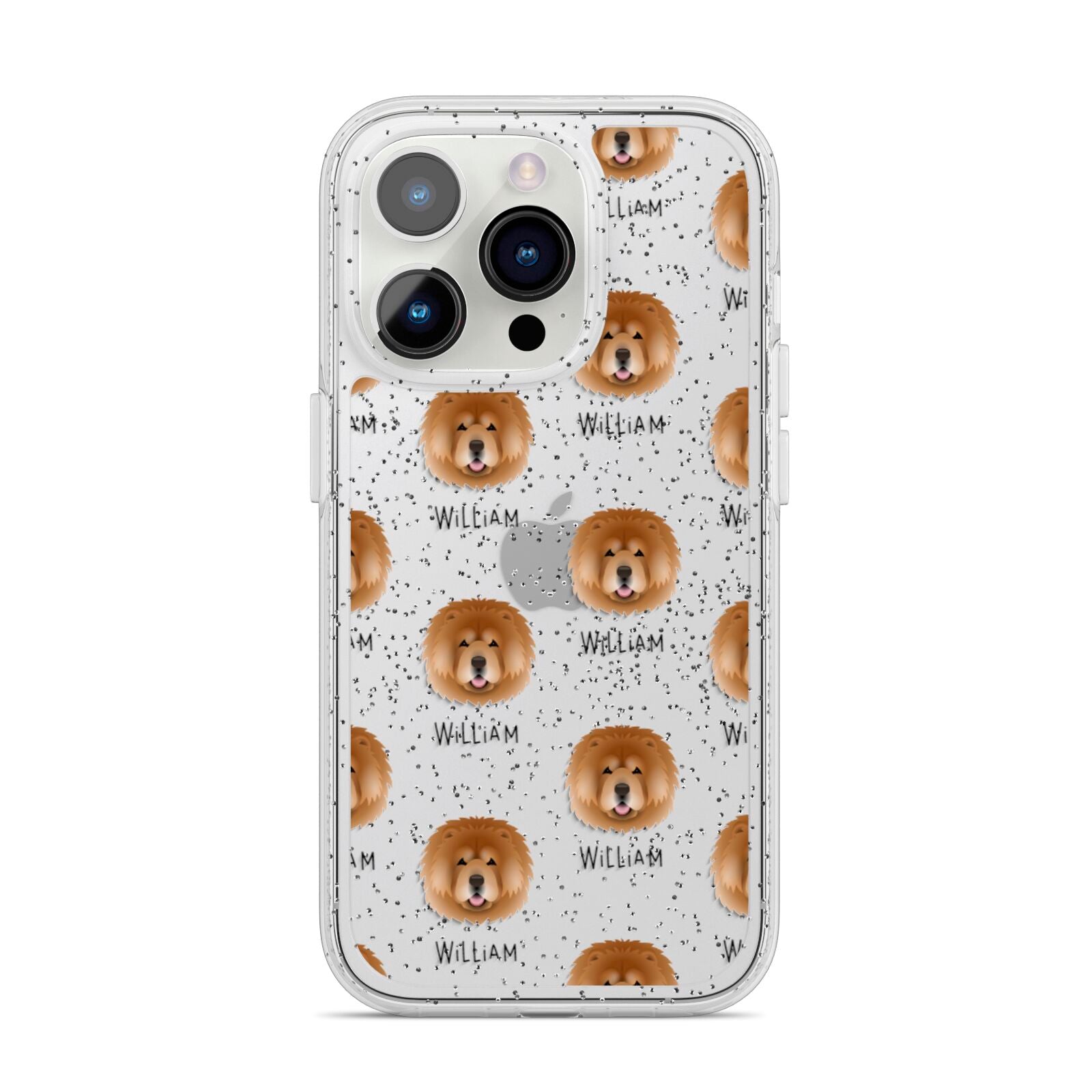 Chow Chow Icon with Name iPhone 14 Pro Glitter Tough Case Silver