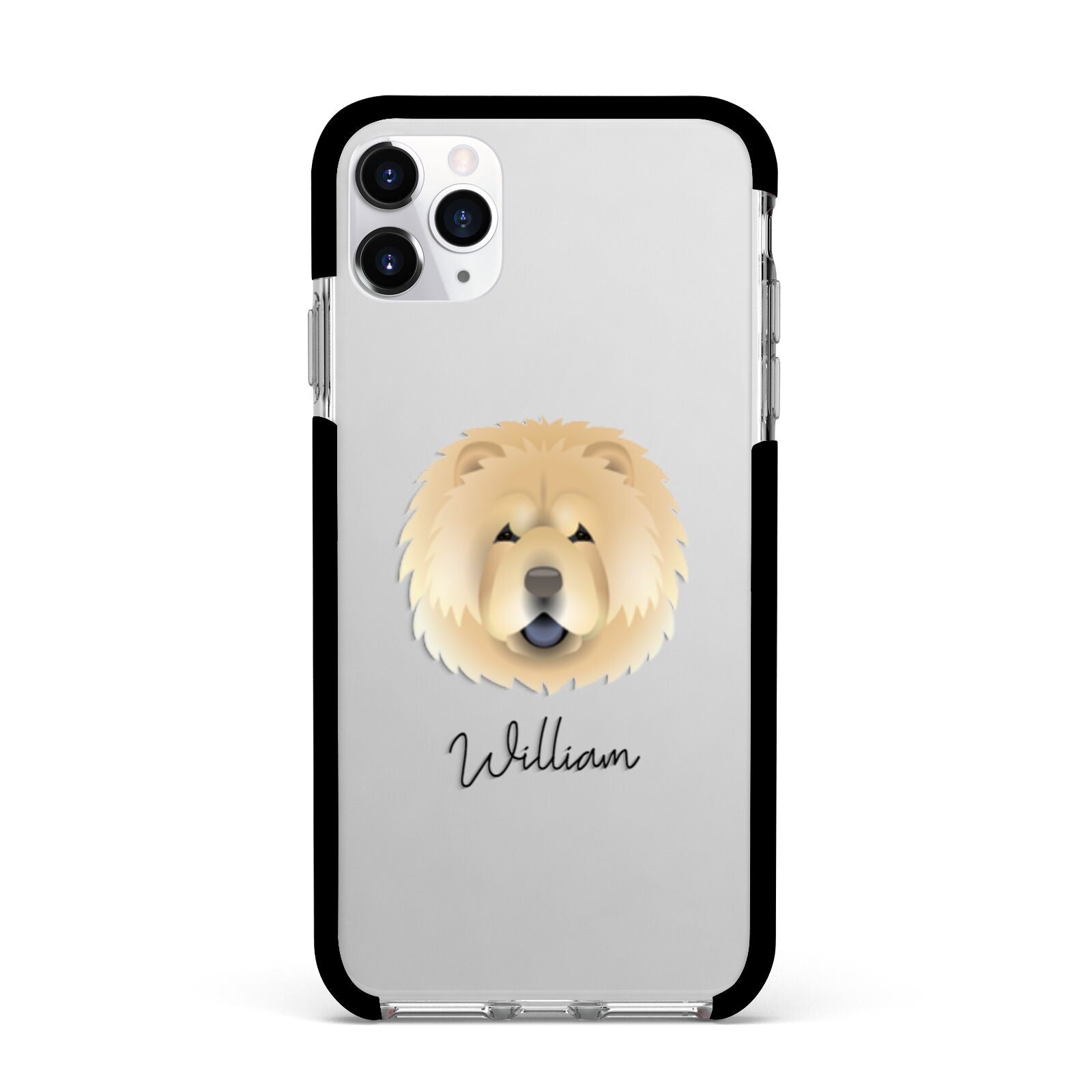 Chow Chow Personalised Apple iPhone 11 Pro Max in Silver with Black Impact Case