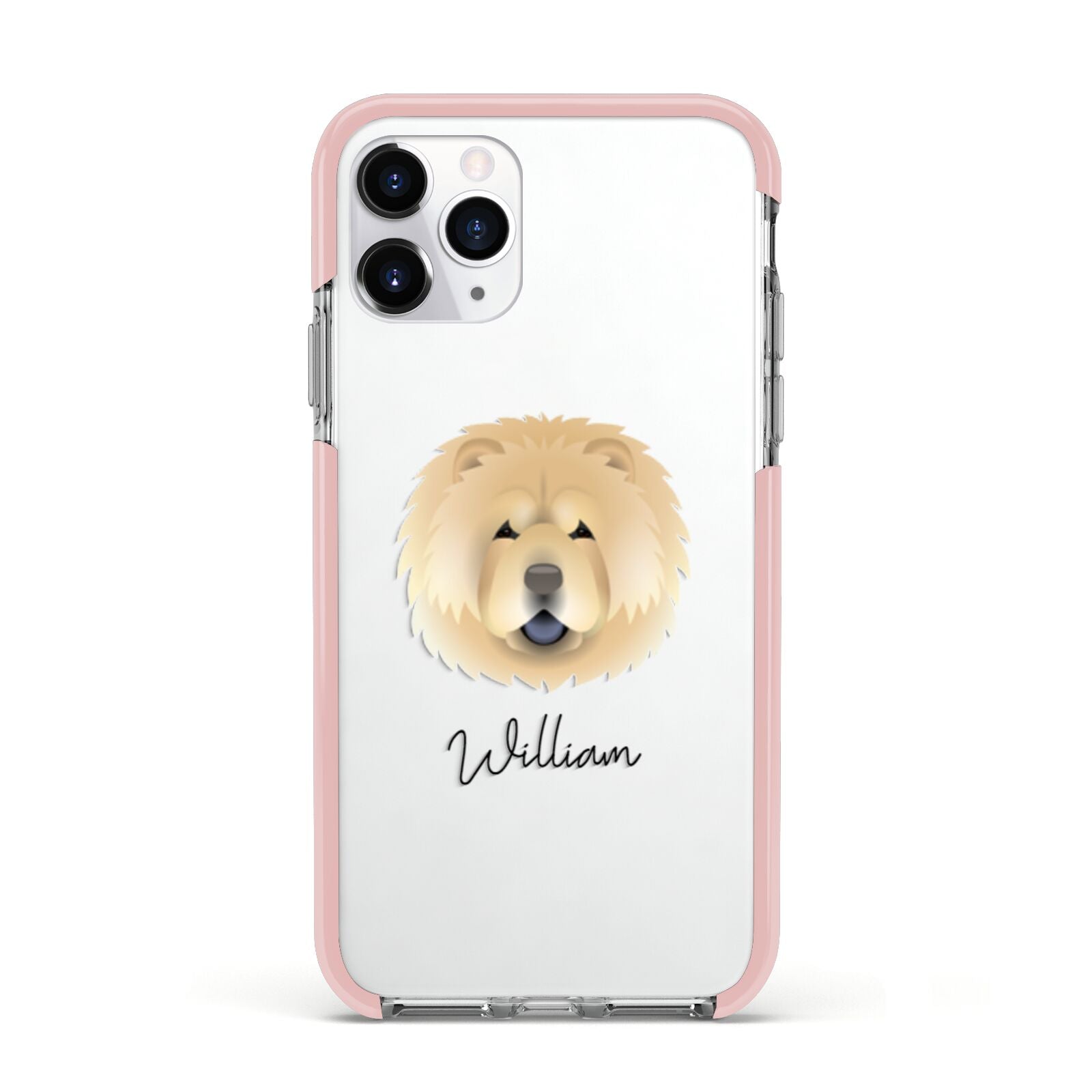 Chow Chow Personalised Apple iPhone 11 Pro in Silver with Pink Impact Case