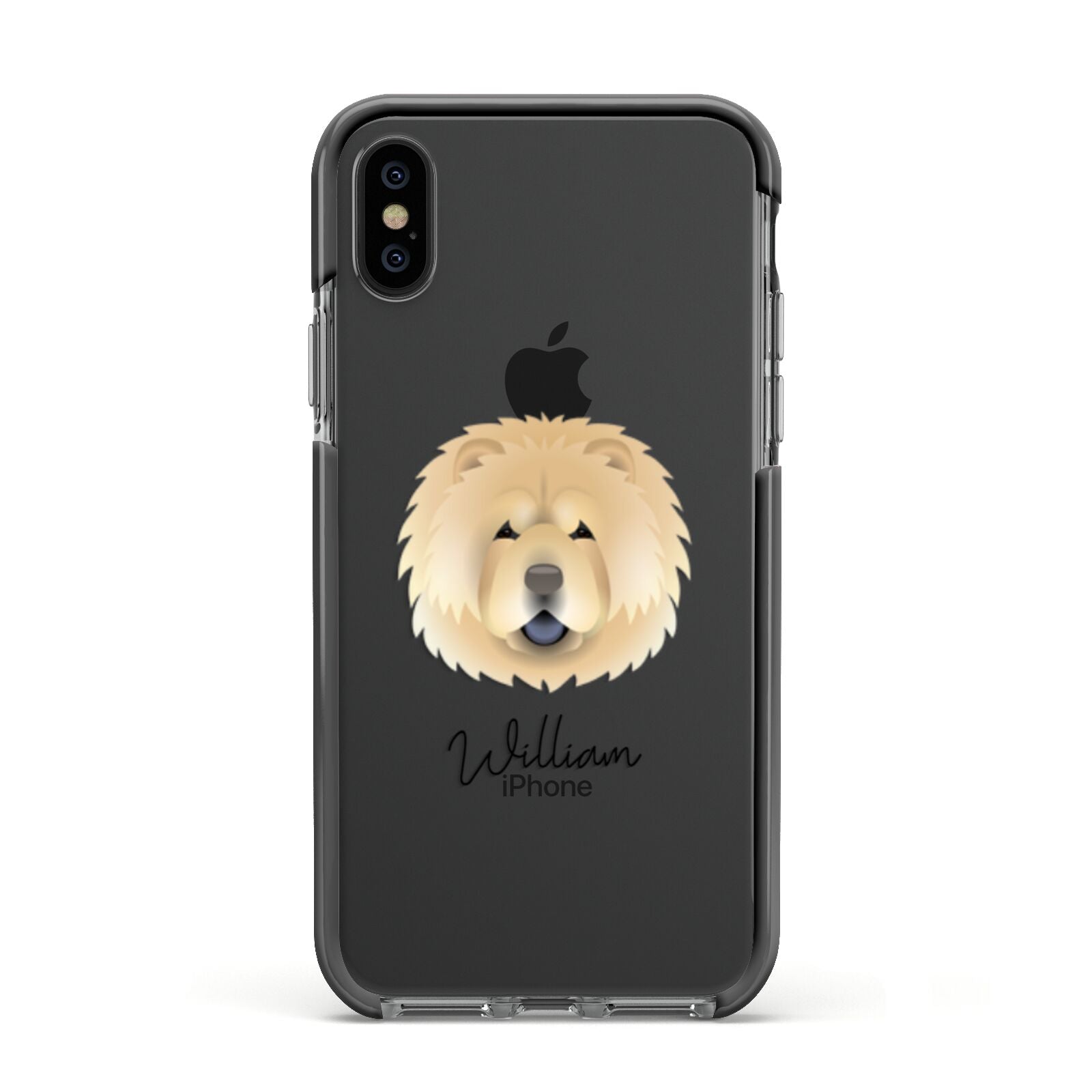 Chow Chow Personalised Apple iPhone Xs Impact Case Black Edge on Black Phone