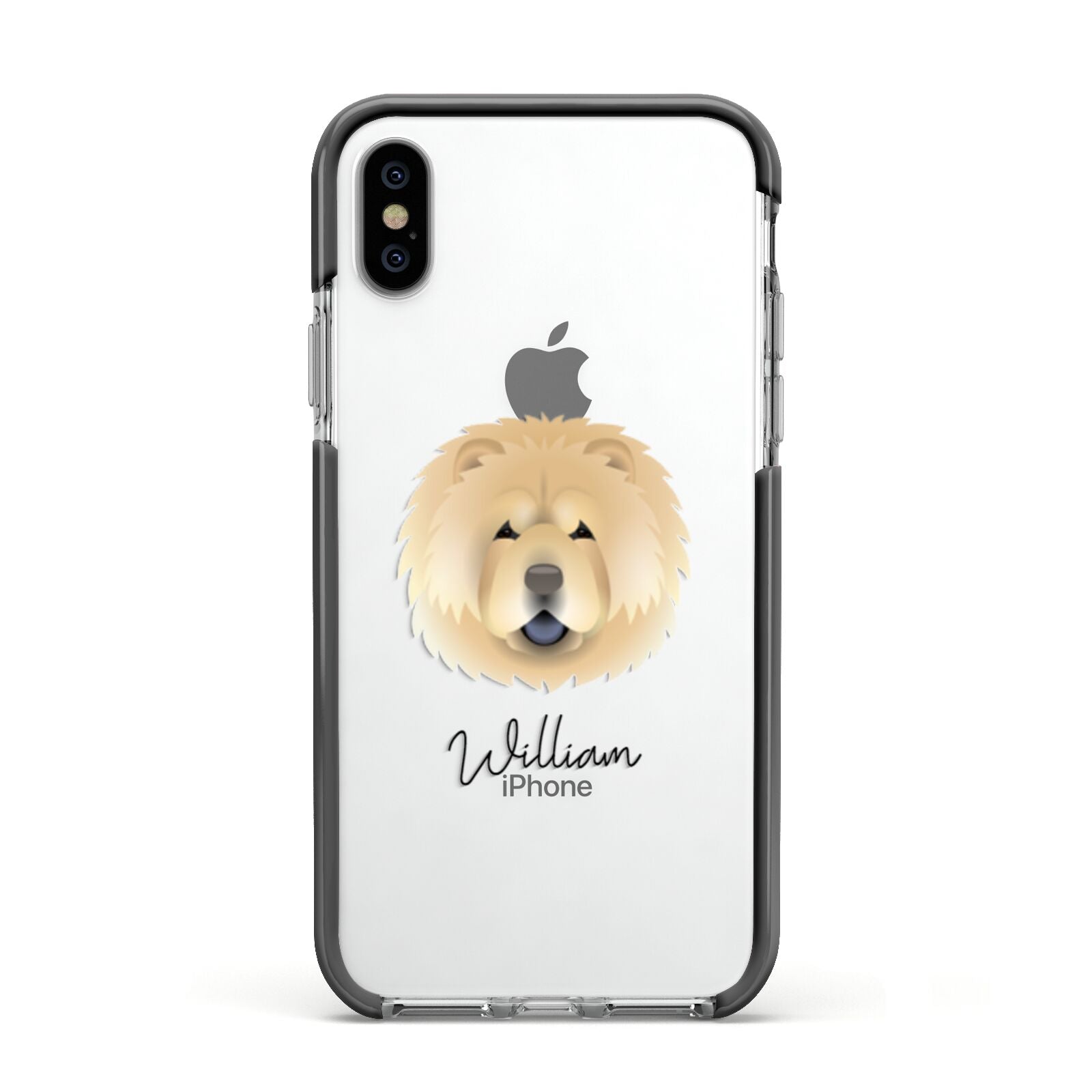 Chow Chow Personalised Apple iPhone Xs Impact Case Black Edge on Silver Phone