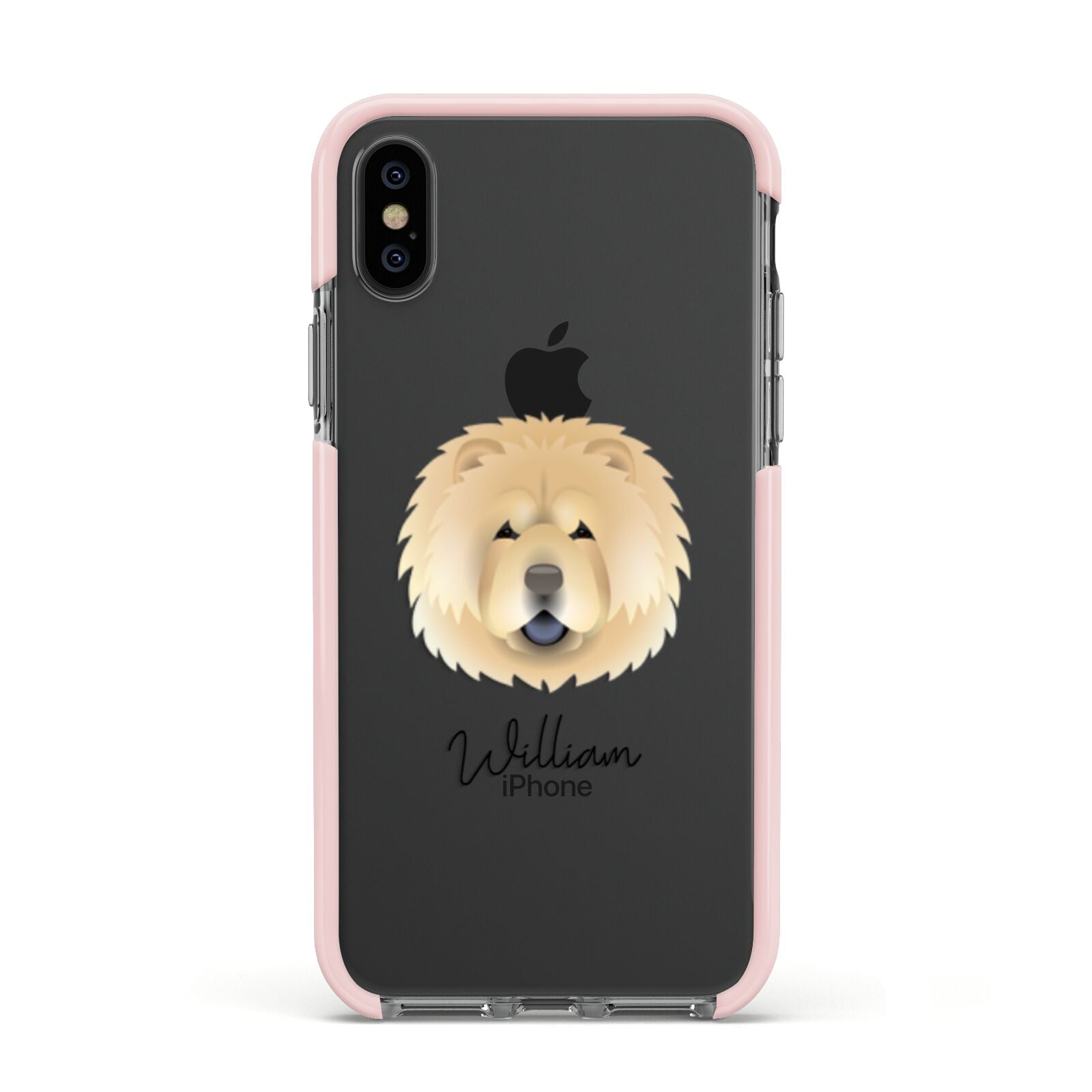 Chow Chow Personalised Apple iPhone Xs Impact Case Pink Edge on Black Phone