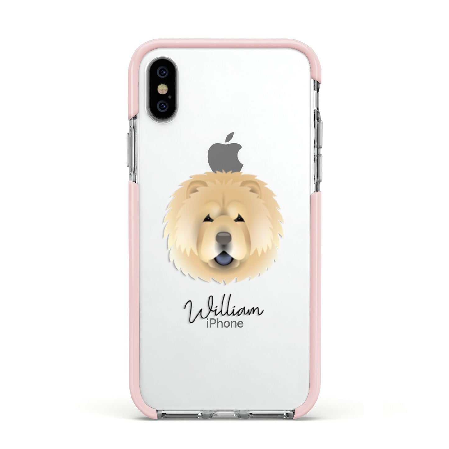 Chow Chow Personalised Apple iPhone Xs Impact Case Pink Edge on Silver Phone