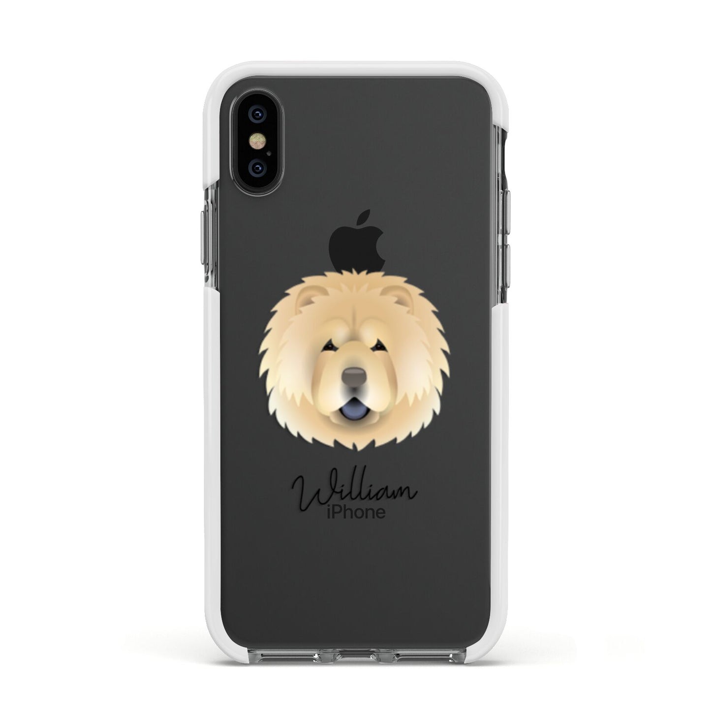 Chow Chow Personalised Apple iPhone Xs Impact Case White Edge on Black Phone