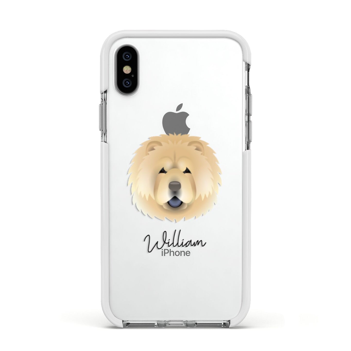 Chow Chow Personalised Apple iPhone Xs Impact Case White Edge on Silver Phone