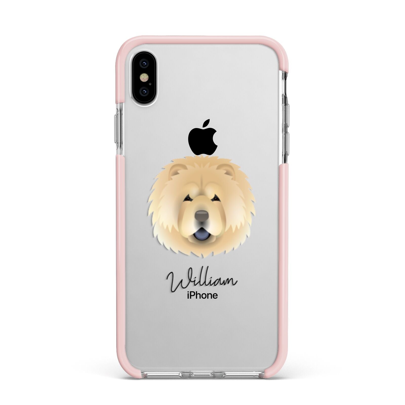 Chow Chow Personalised Apple iPhone Xs Max Impact Case Pink Edge on Silver Phone