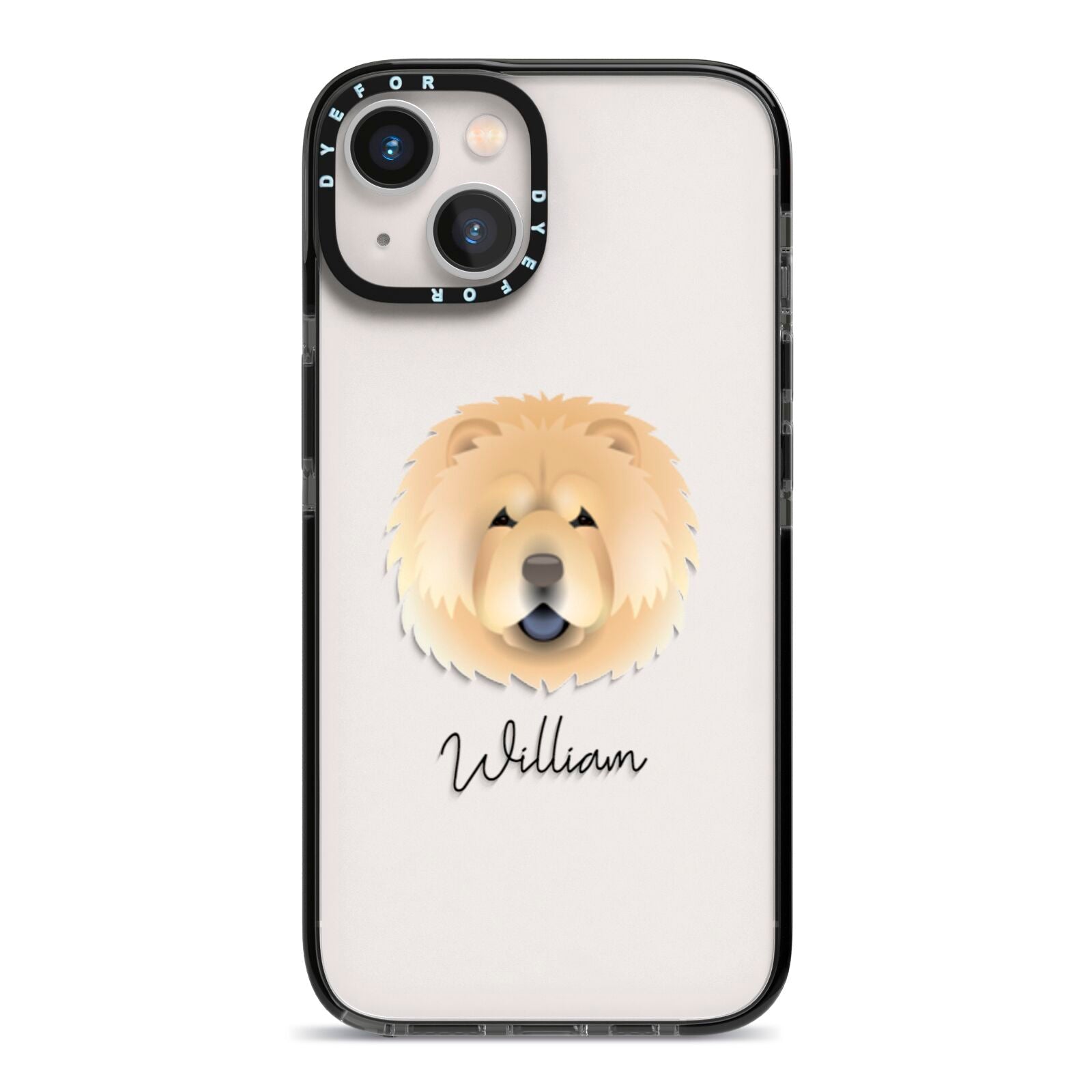 Chow Chow Personalised iPhone 13 Black Impact Case on Silver phone