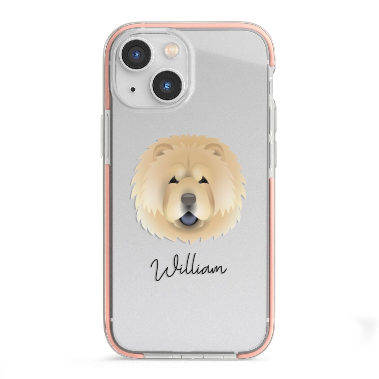 Chow Chow Personalised iPhone 13 Mini TPU Impact Case with Pink Edges